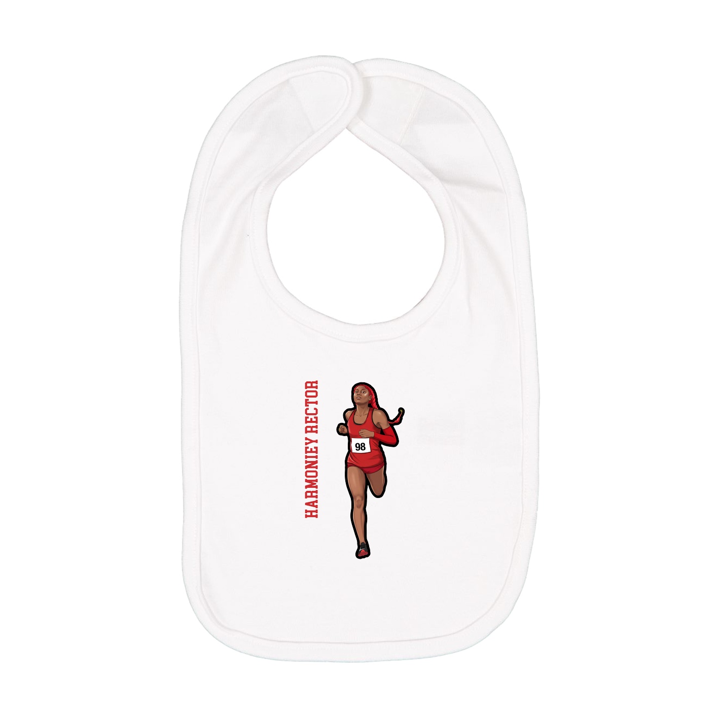 Infant Bib — Name Vertical in White