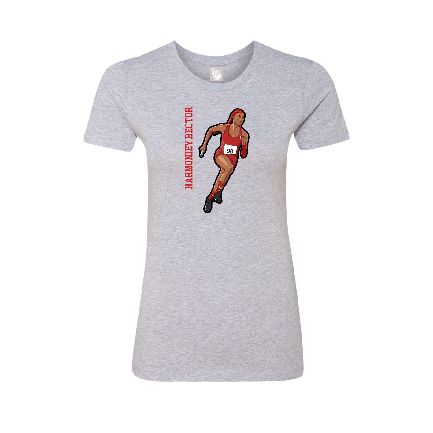 Womens Tee — Name Vertical in Grey