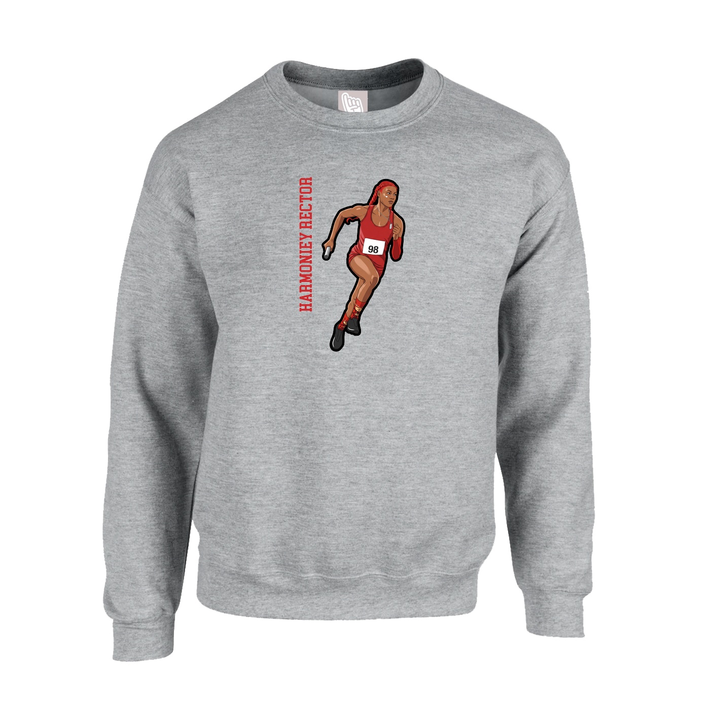 Fleece Crew — Name Vertical in Grey