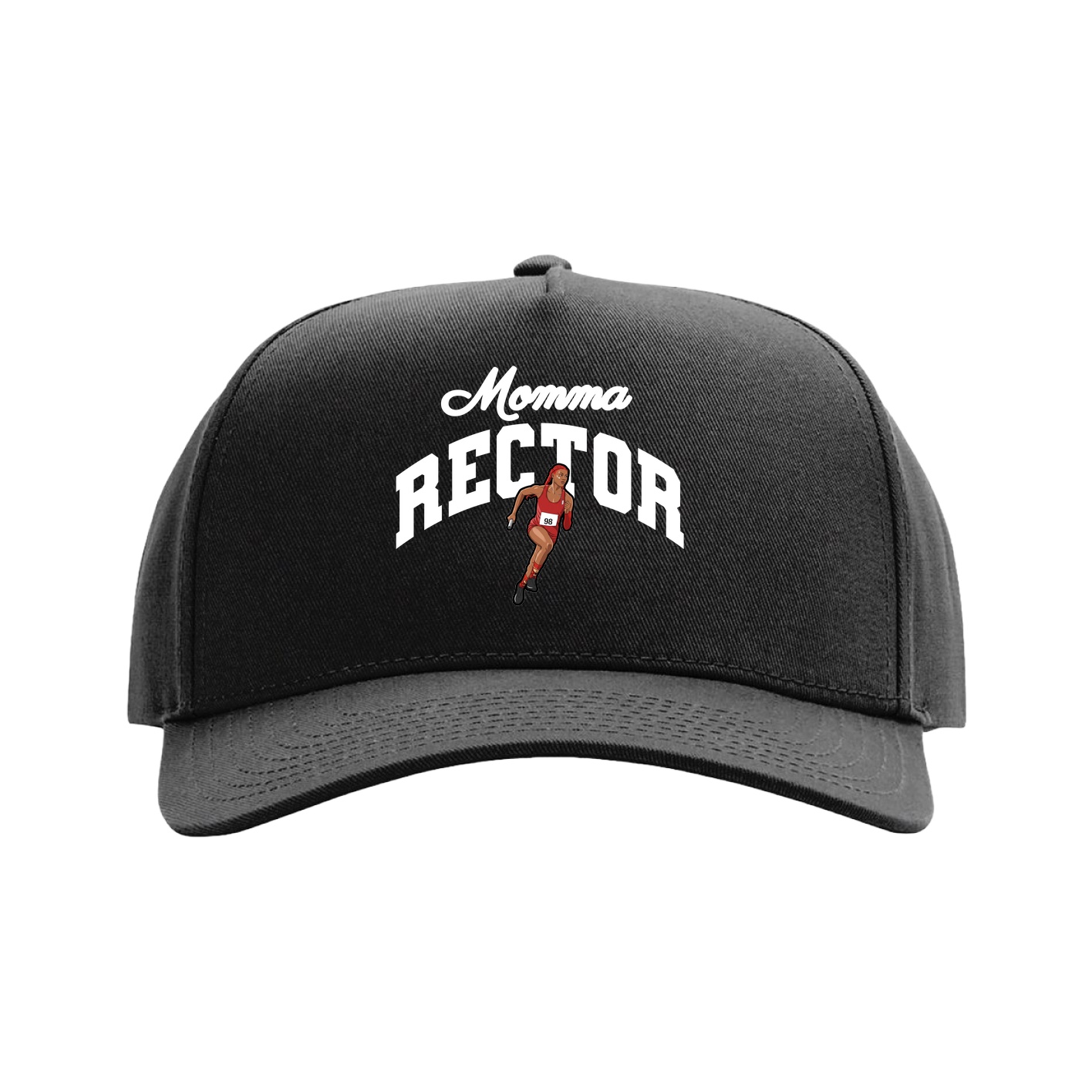 Full Fabric Five-Panel Champ Cap — Mothers Day Arch in Black