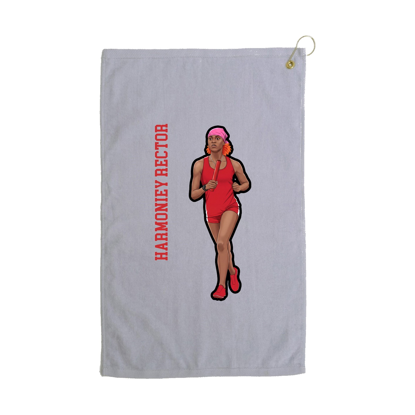 Golf Towel — Name Vertical in Grey