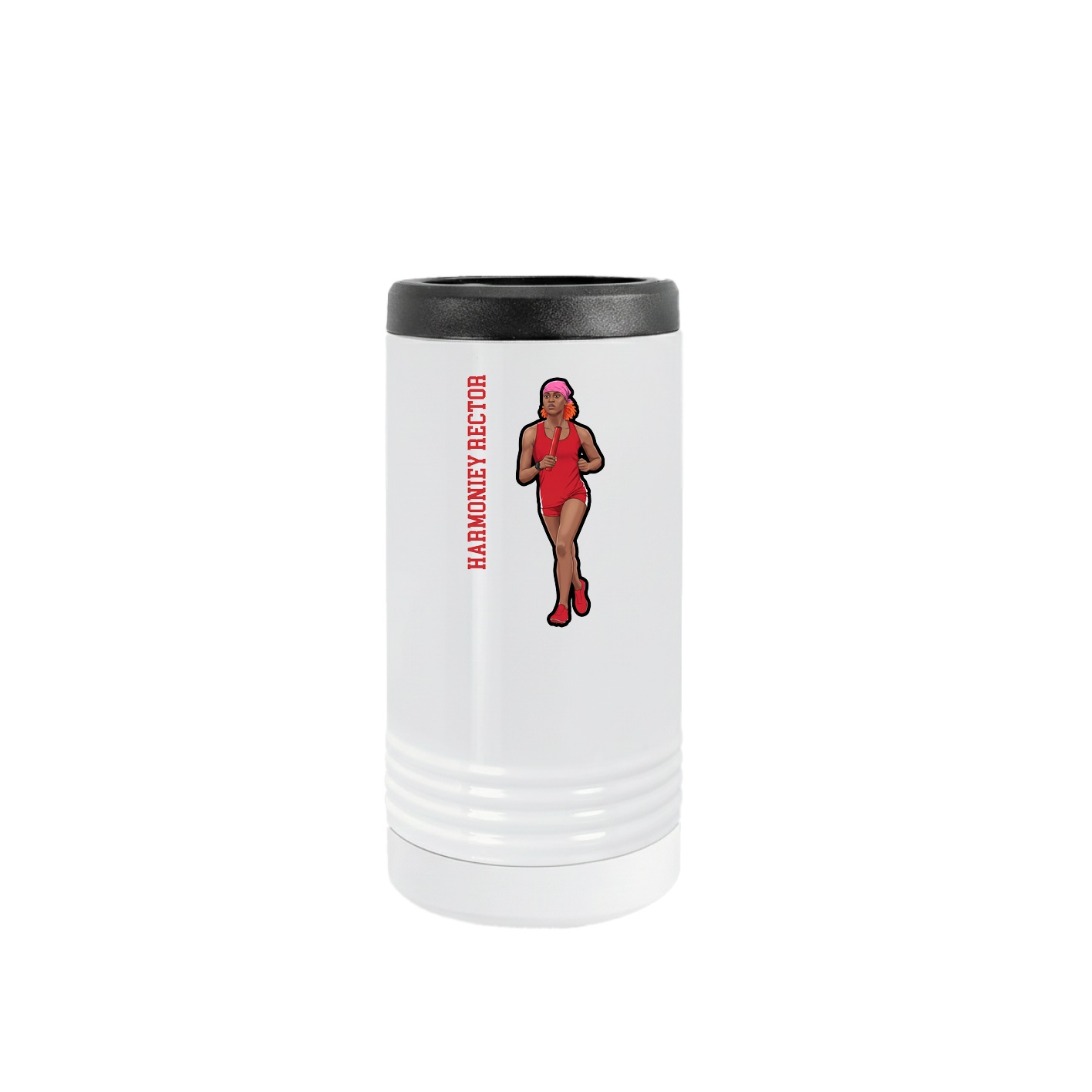 Slim Beverage Holder — Name Vertical in White