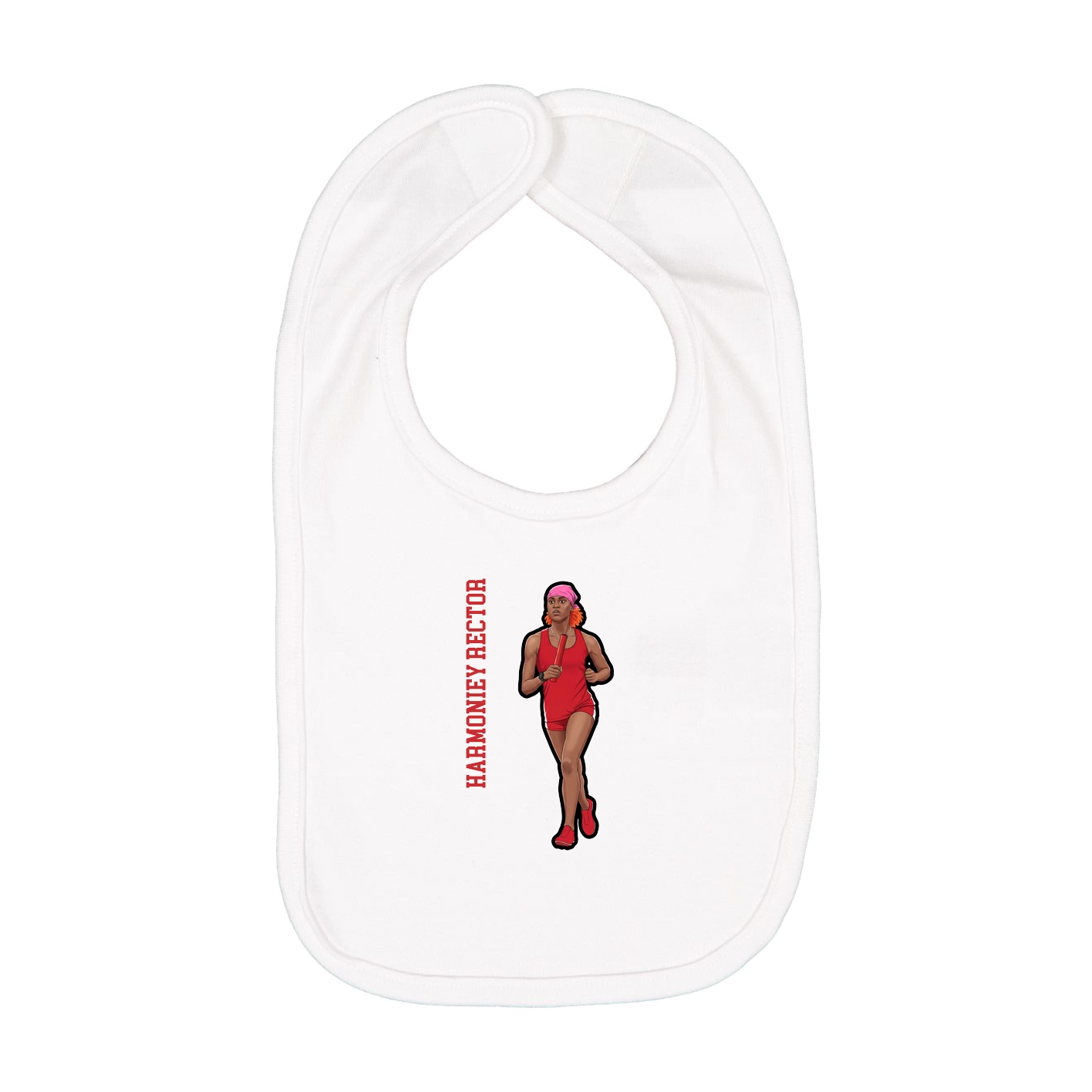Infant Bib — Name Vertical in White