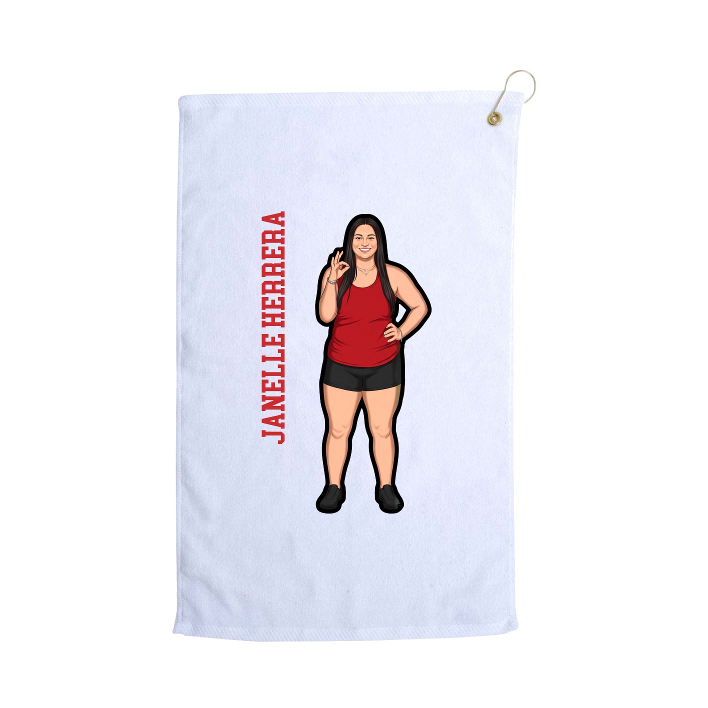Golf Towel — Name Vertical in White