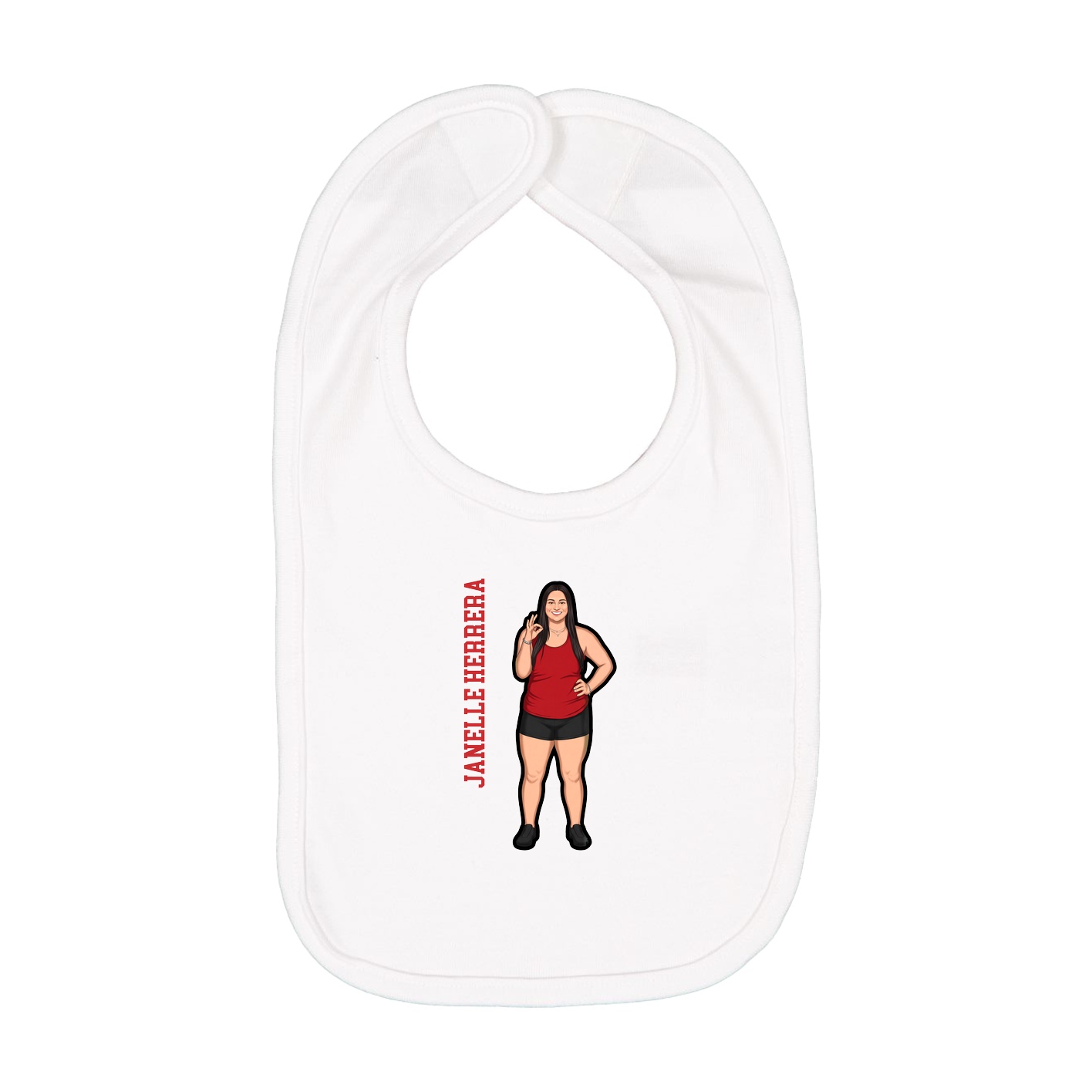 Infant Bib — Name Vertical in White