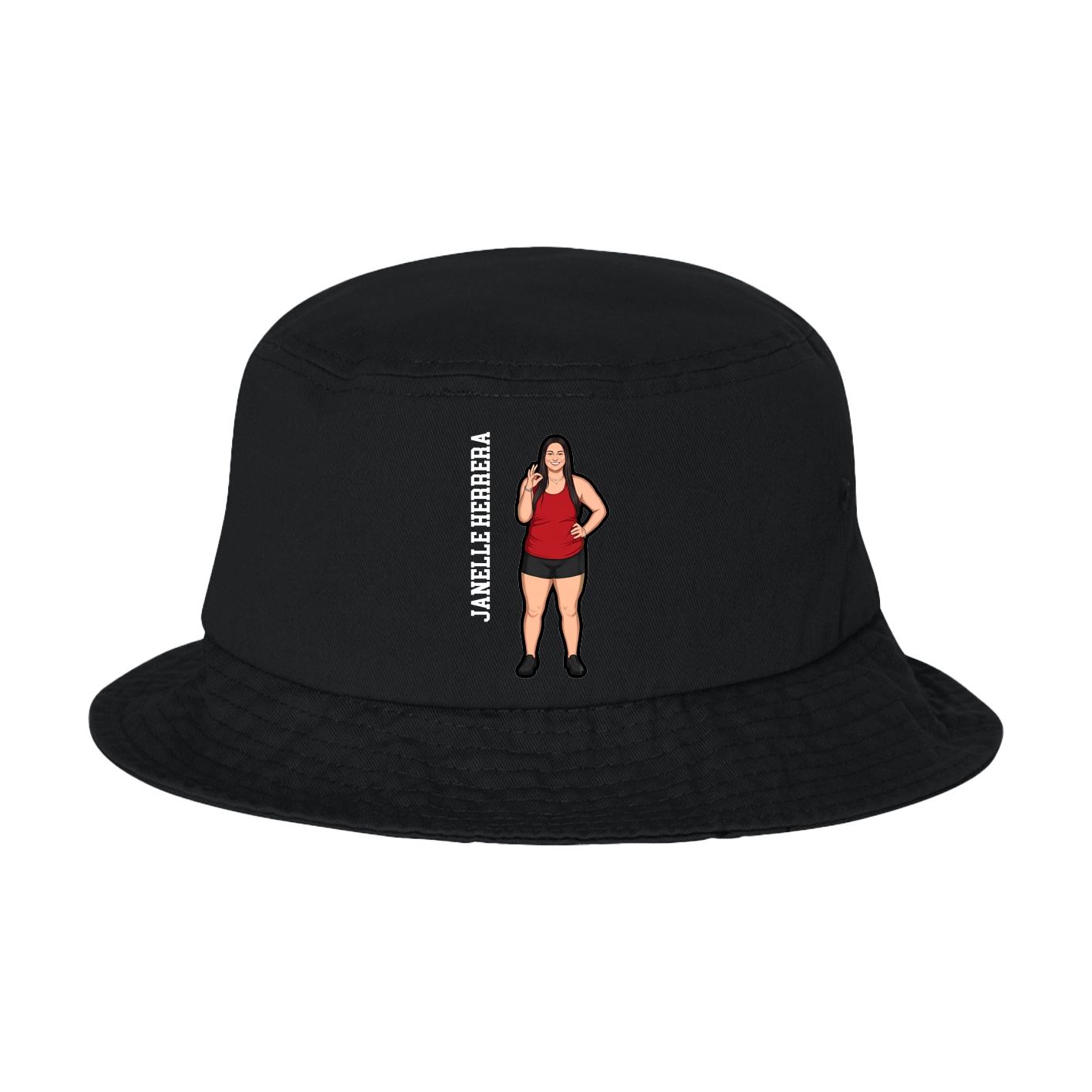 Bucket Cap — Name Vertical in Black