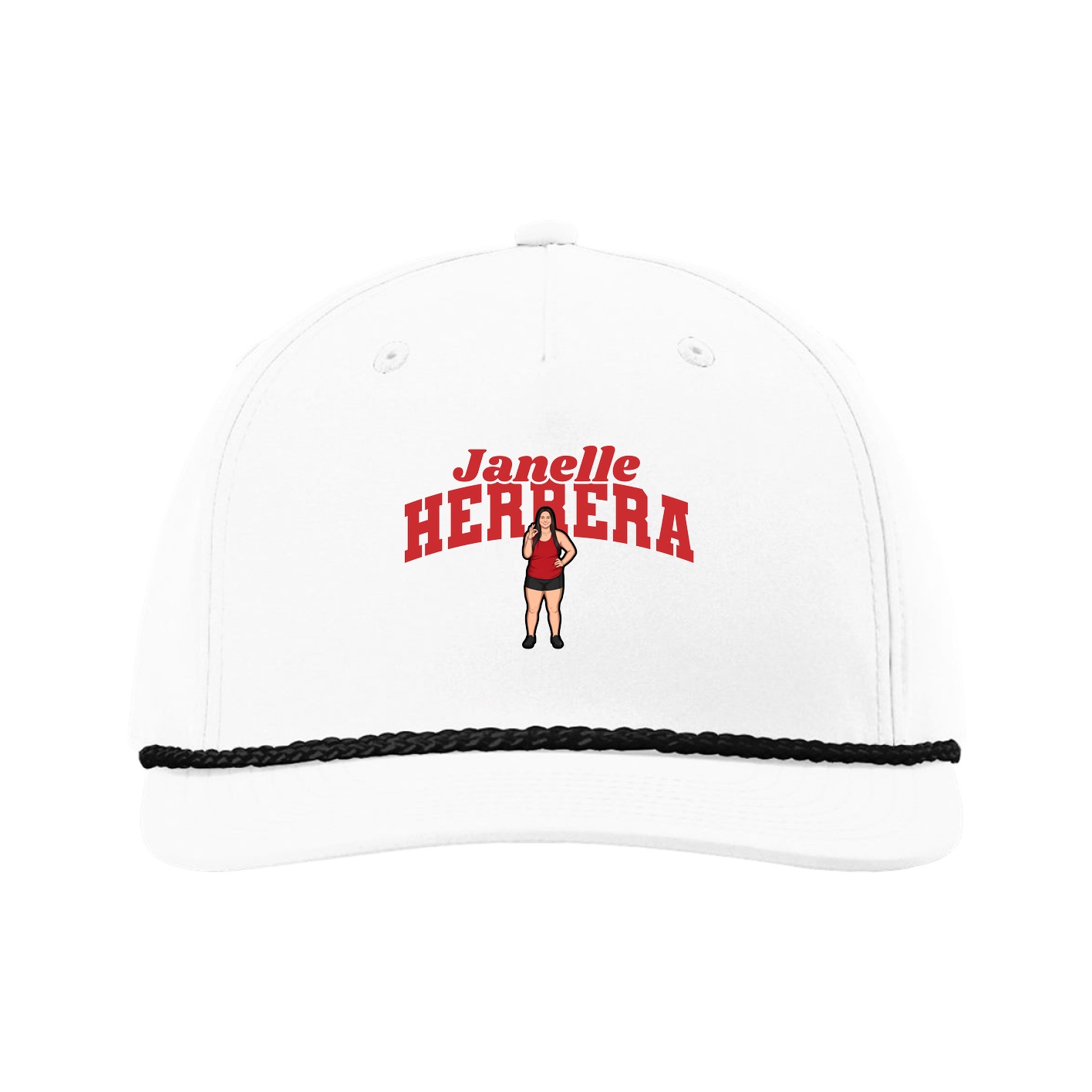 Five-Panel Classic Rope Cap — Signature Arch in White