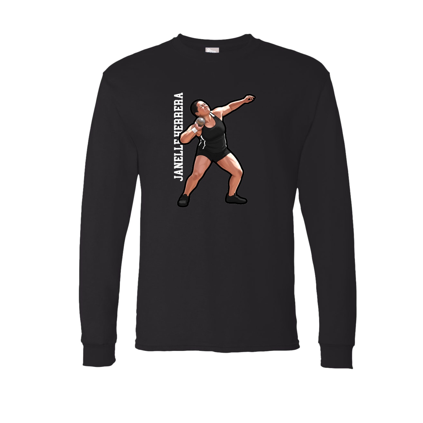Long Sleeve Tee — Name Vertical in Black