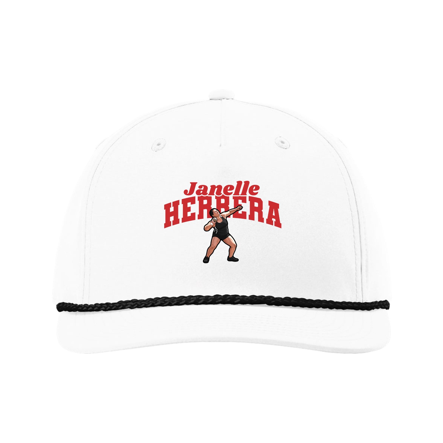Five-Panel Classic Rope Cap — Signature Arch in White