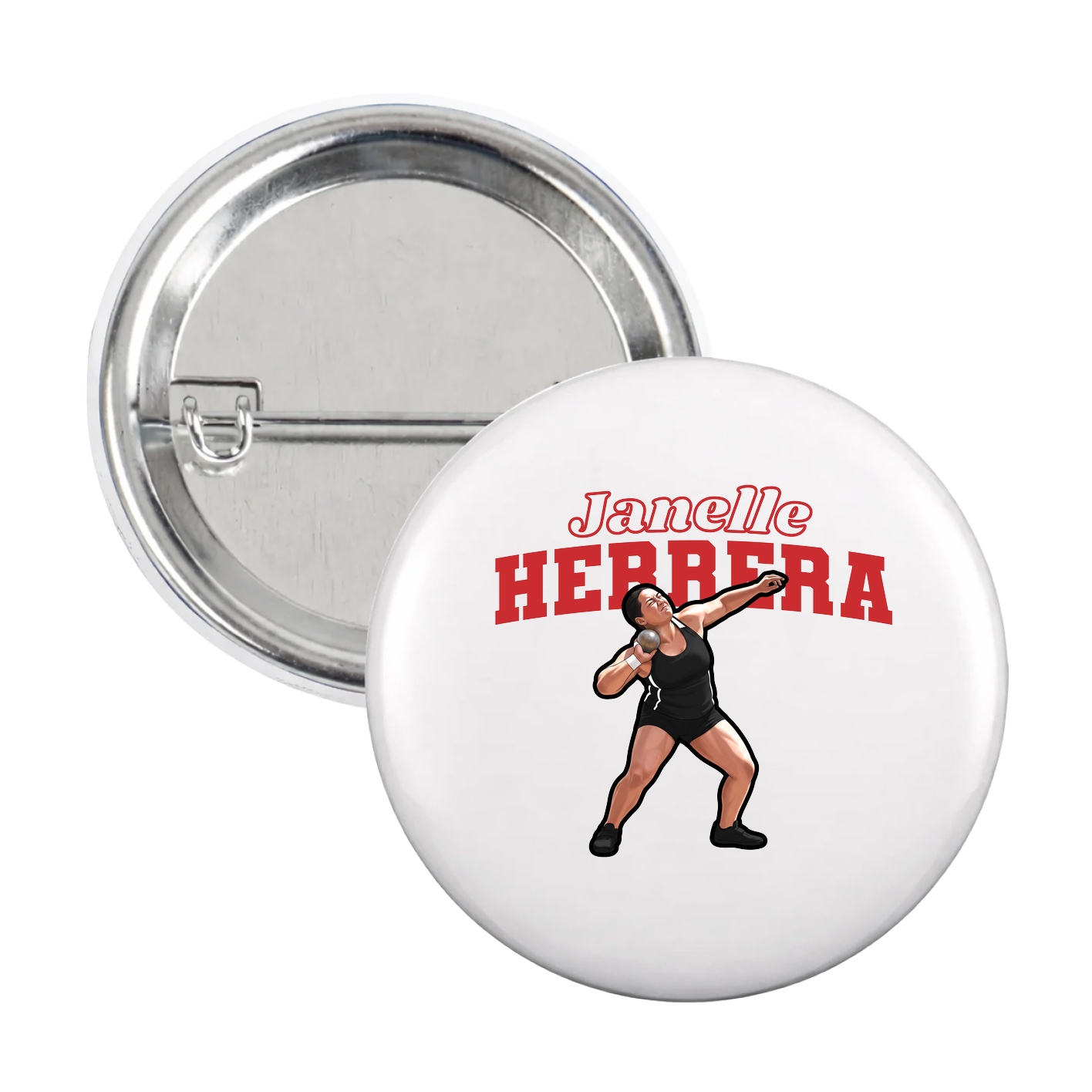 Game Day Button — Name Arch in White