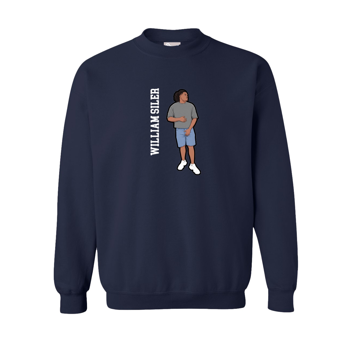 Fleece Crew — Name Vertical in Navy