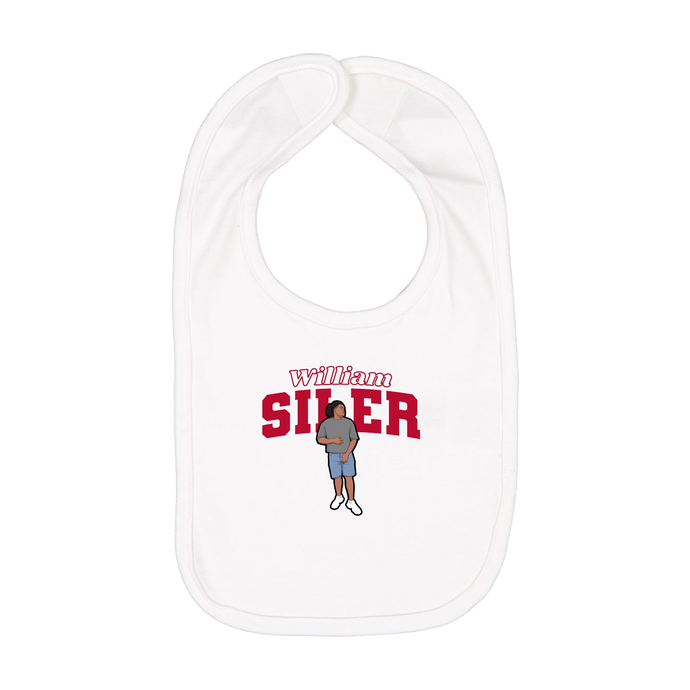 Infant Bib — Name Arch in White