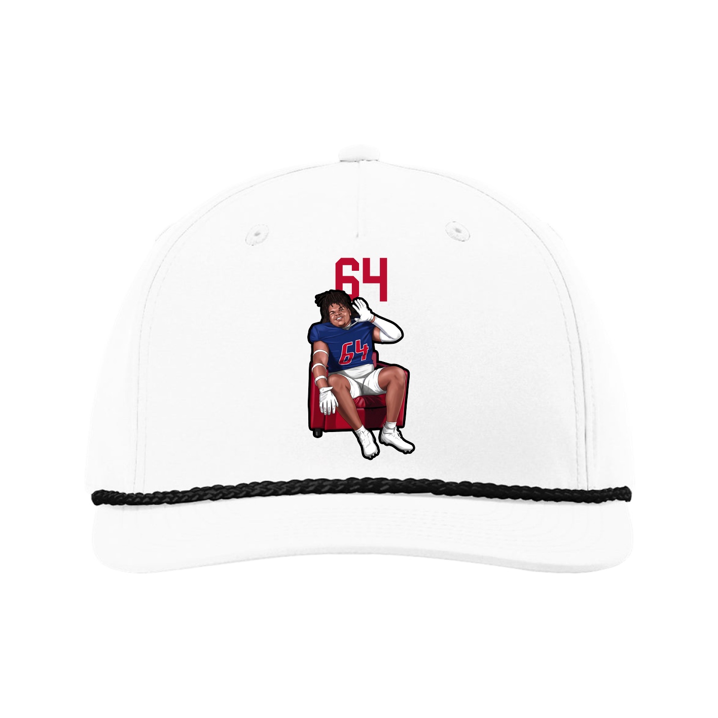 Five-Panel Classic Rope Cap — Number Top in White