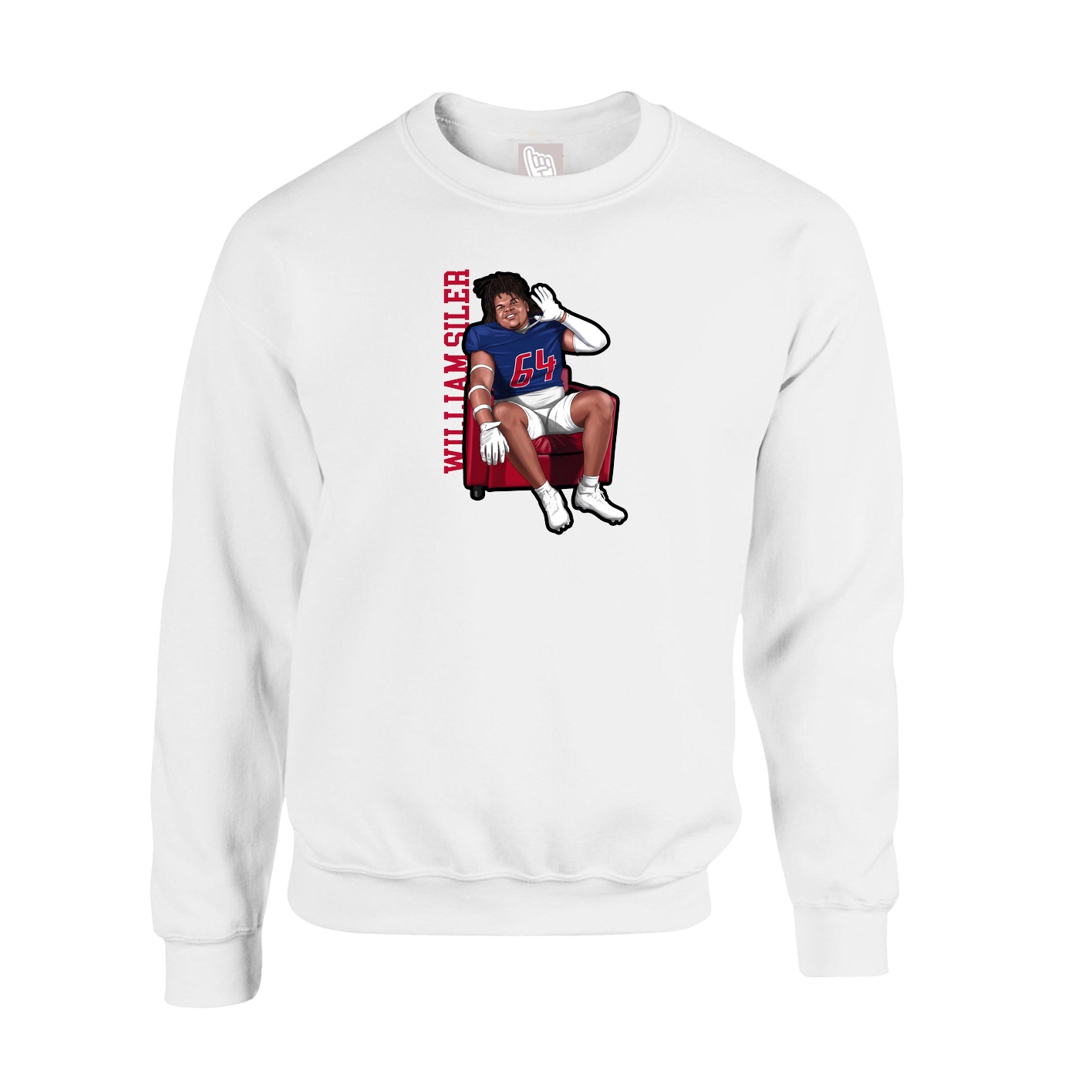 Fleece Crew — Name Vertical in White