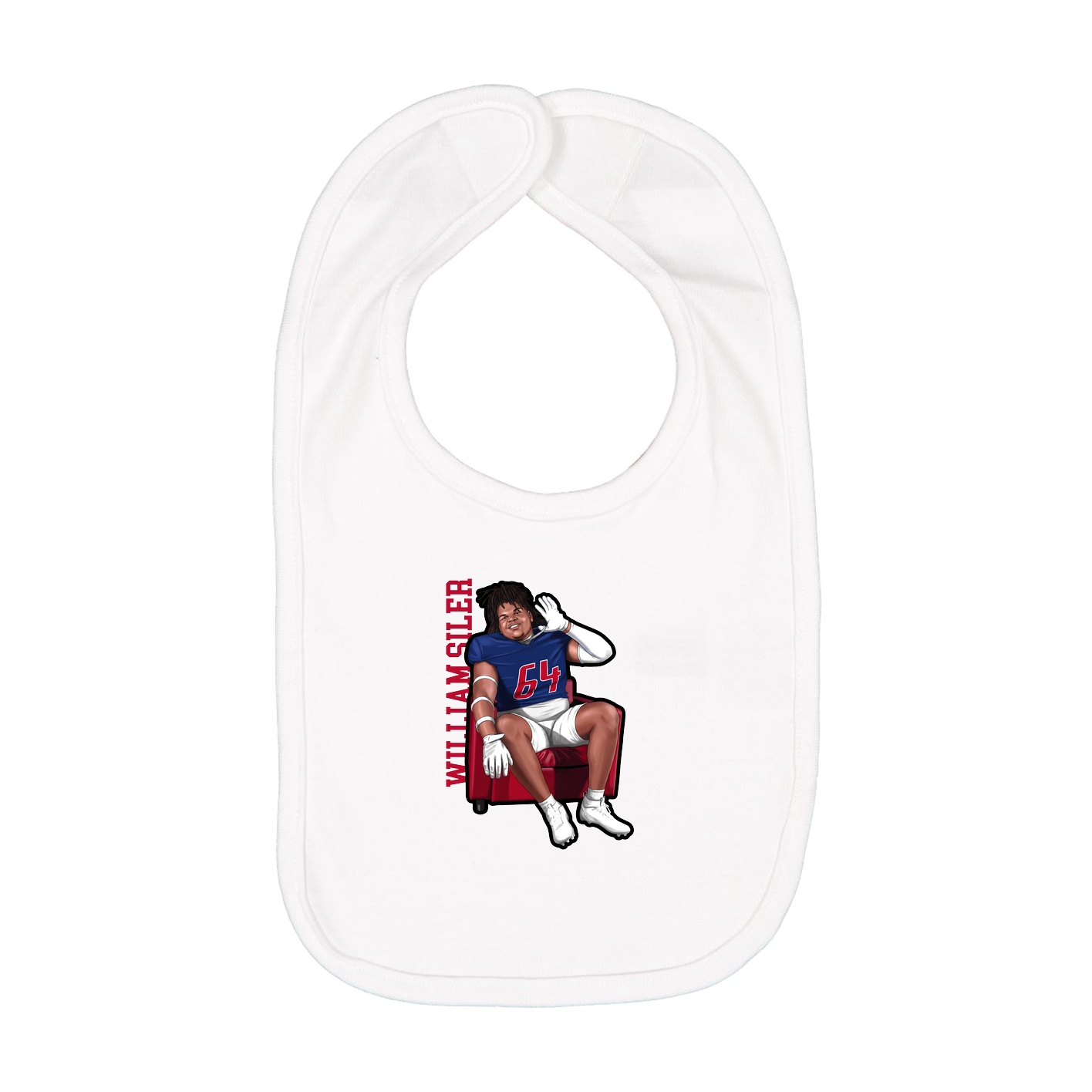 Infant Bib — Name Vertical in White