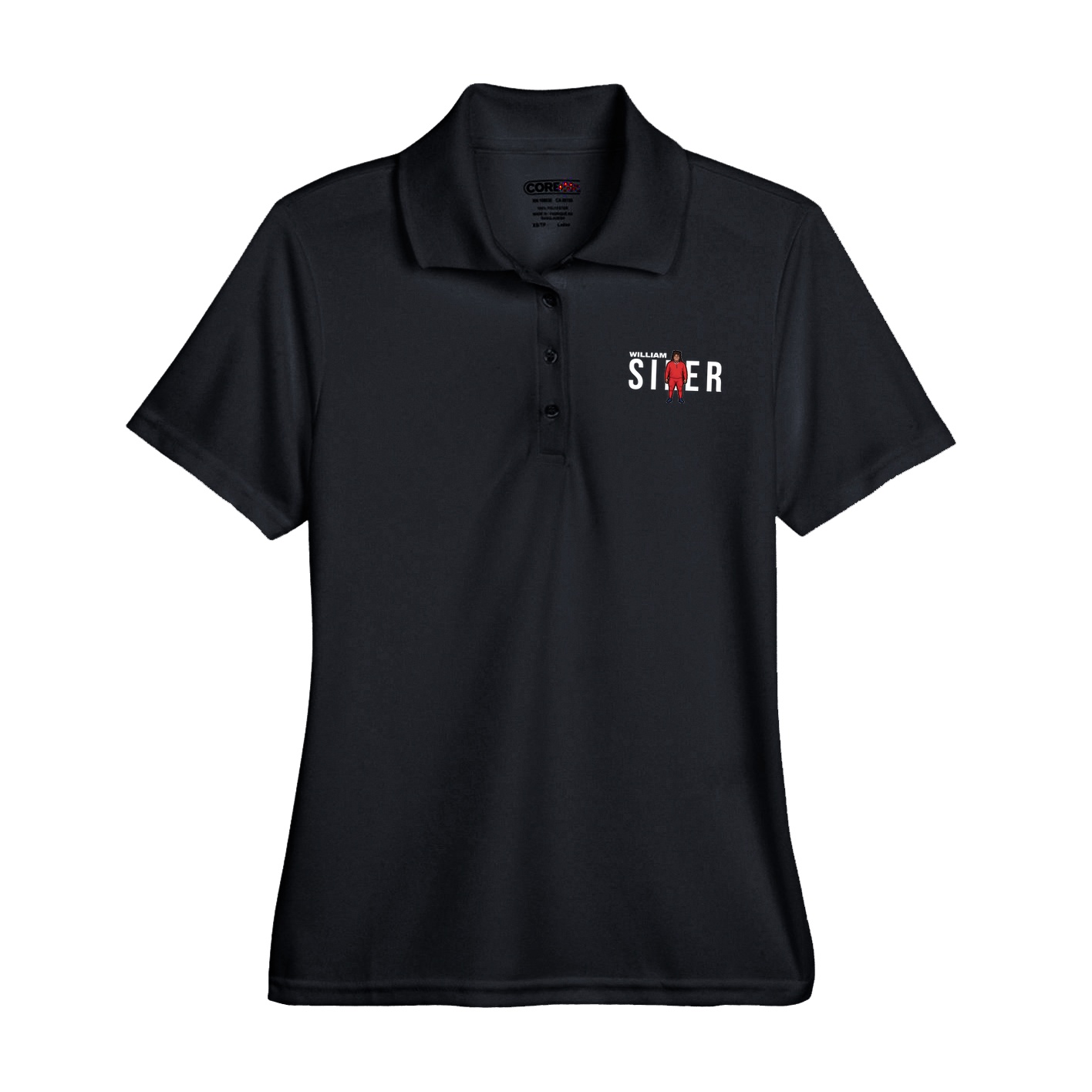 Womens Performance Polo — Player Name in Black