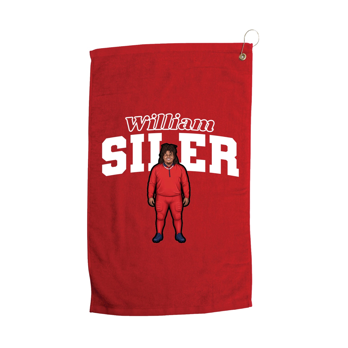 Golf Towel — Name Arch in Red