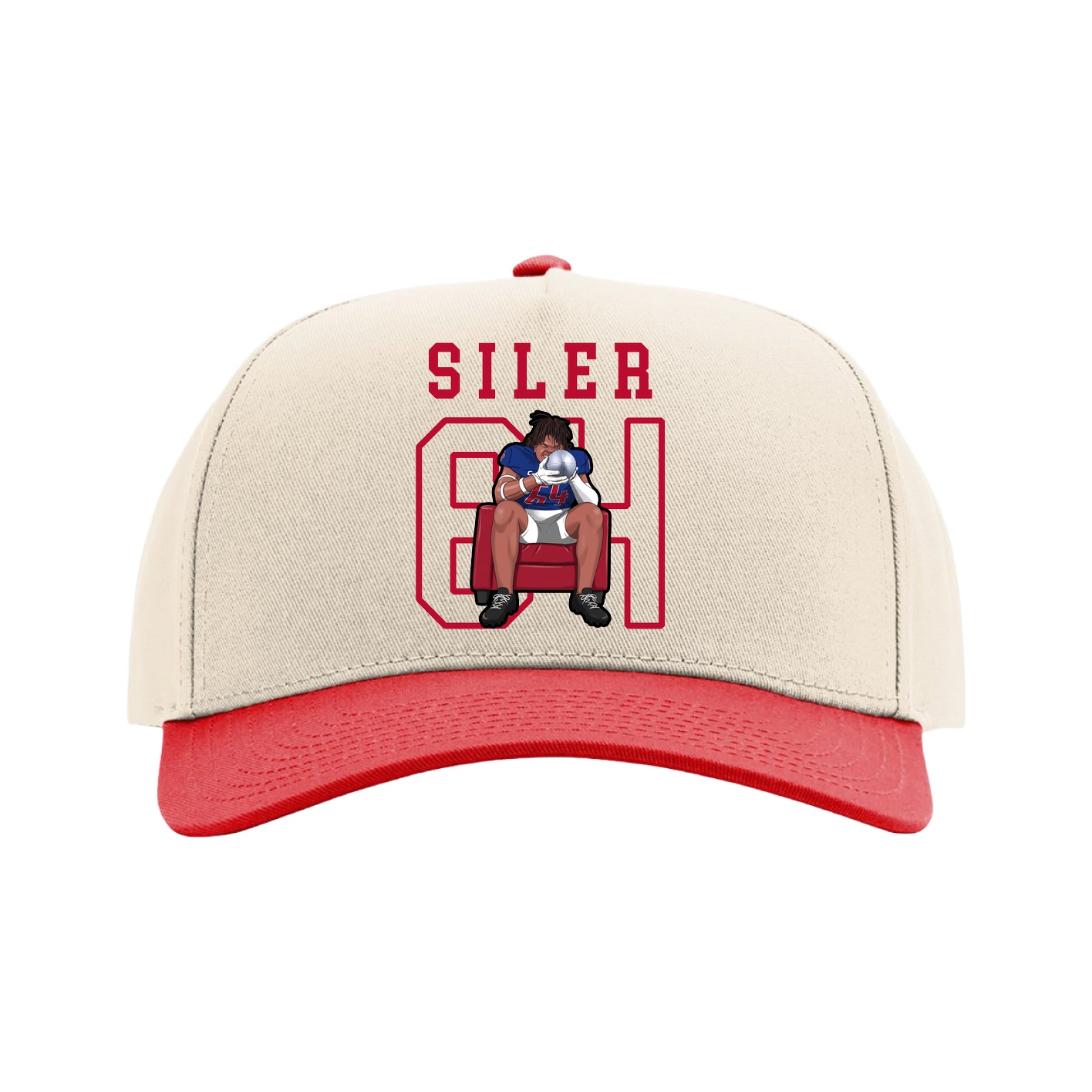 Full Fabric Five-Panel Champ Cap — Shirsey in Cream/Red