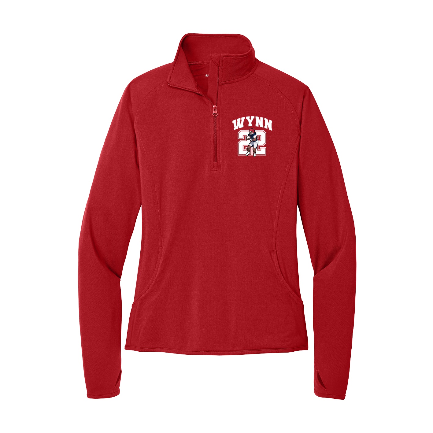 Women's Q-Zip Pullover — Number in Red