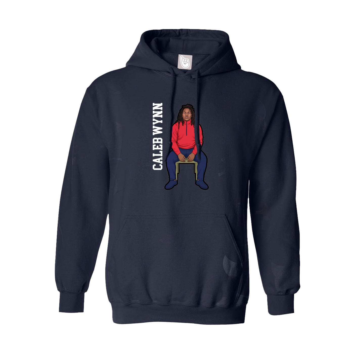 Hoodie — Name Vertical in Navy