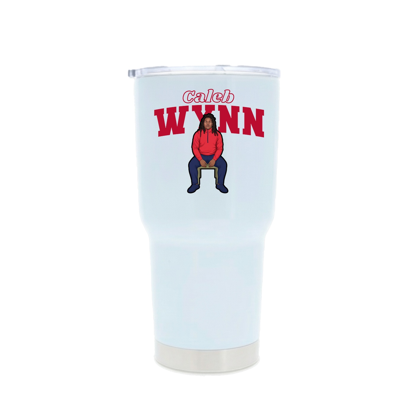 30oz Stainless Steel Tumbler — Name Arch in White