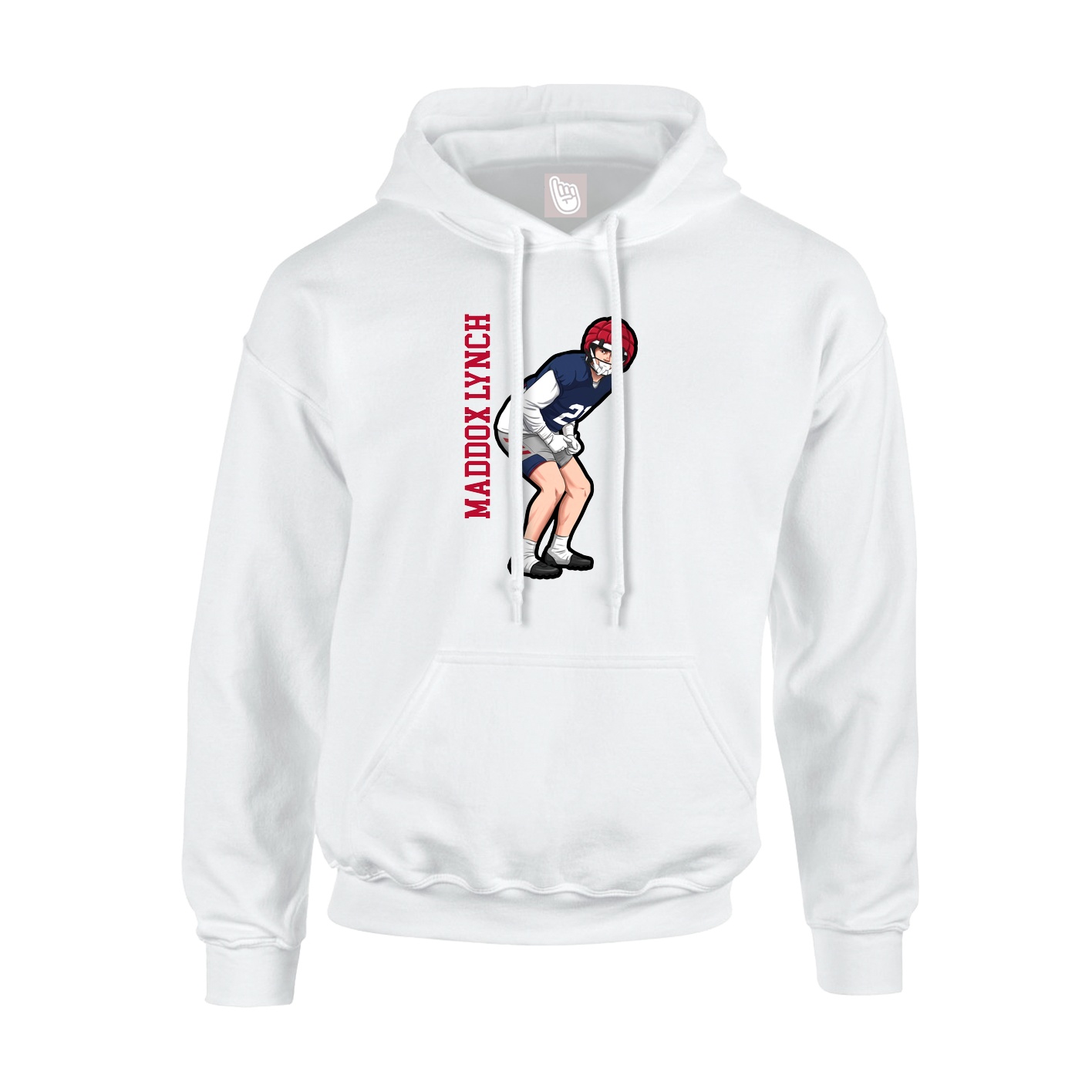 Youth Hoodie — Name Vertical in White