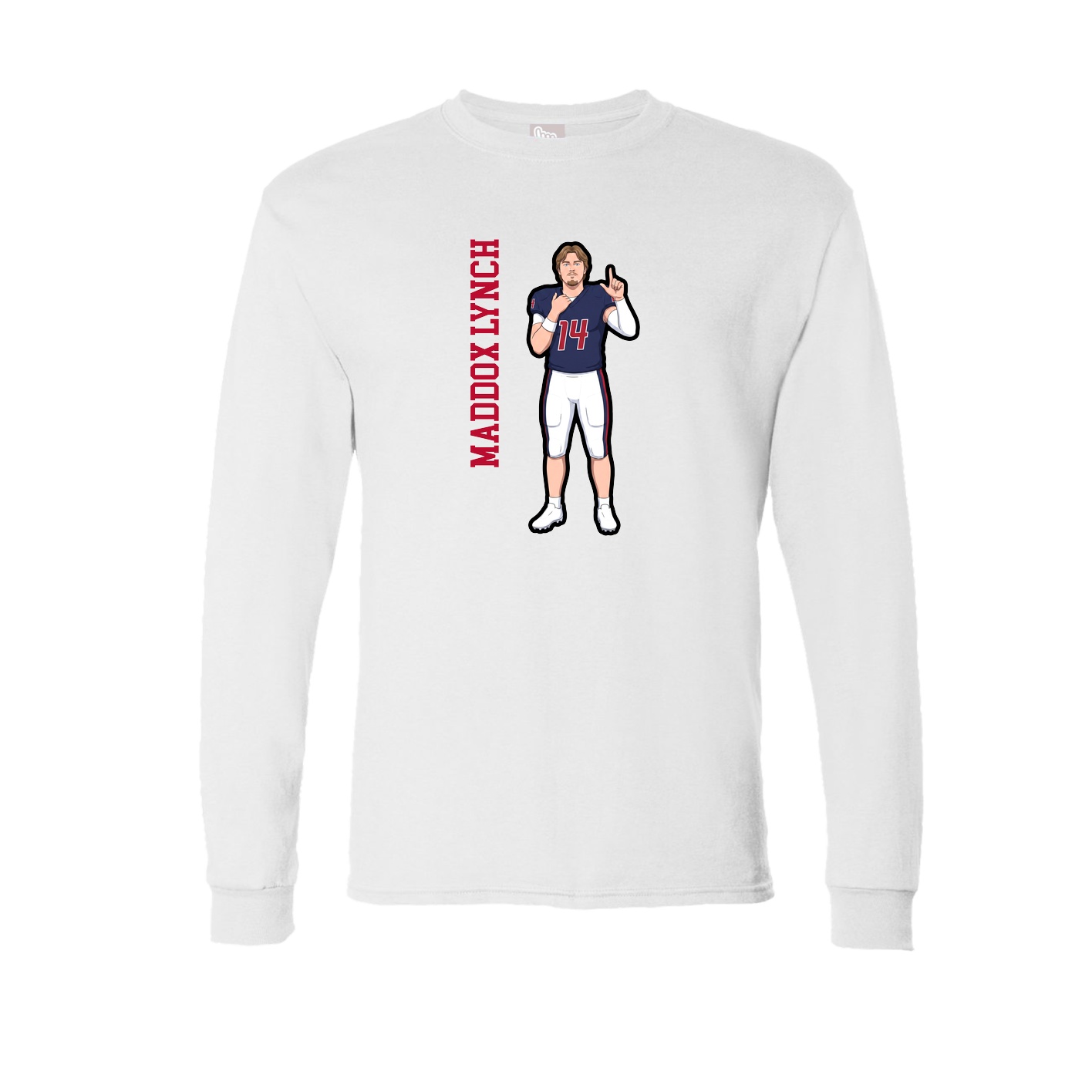 Long Sleeve Tee — Name Vertical in White