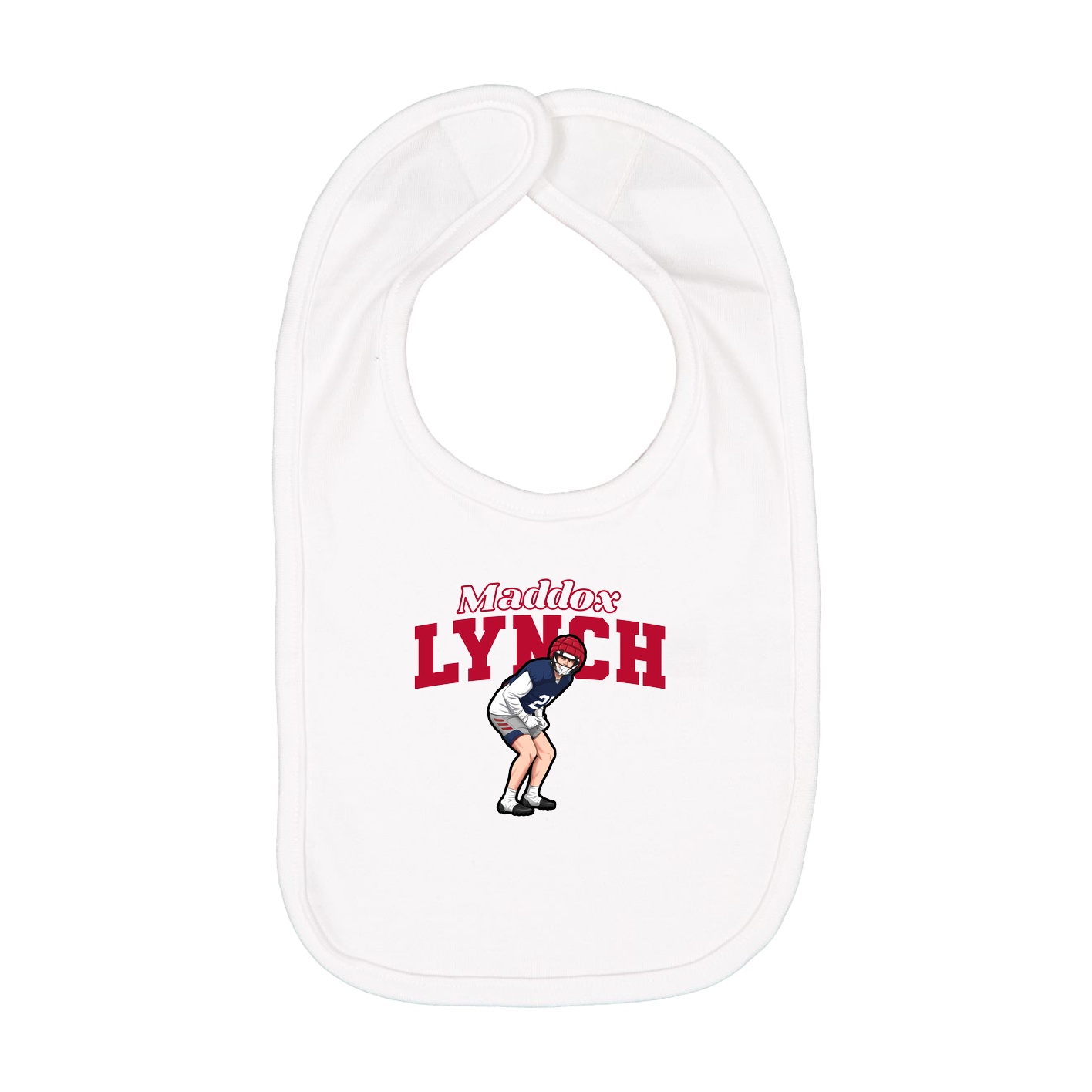 Infant Bib — Name Arch in White