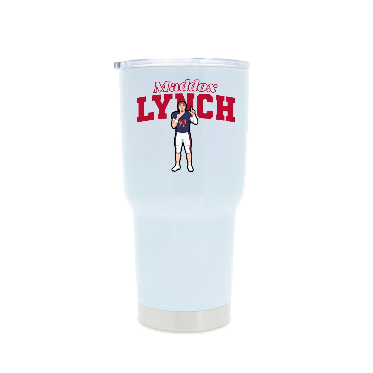 30oz Stainless Steel Tumbler — Name Arch in White