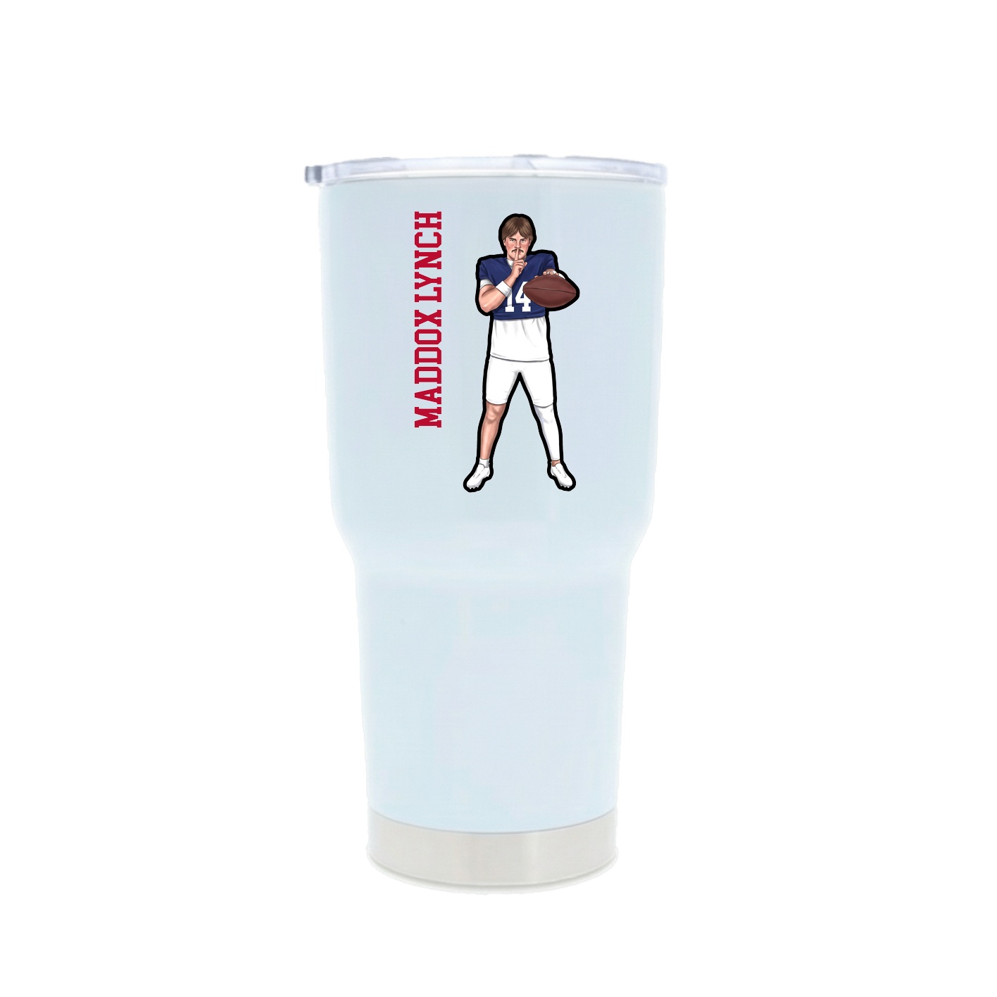 30oz Stainless Steel Tumbler — Name Vertical in White