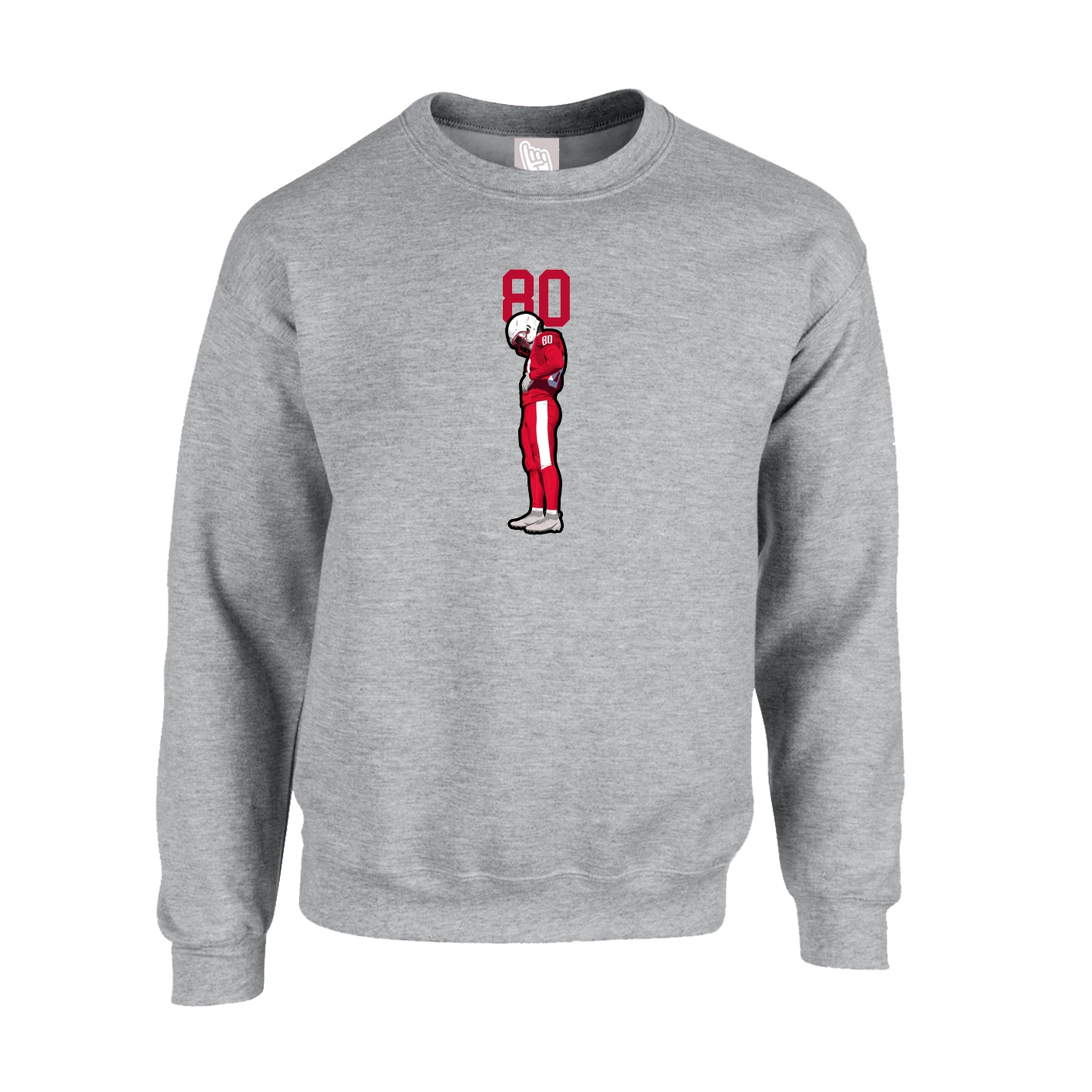Fleece Crew — Number Top in Grey