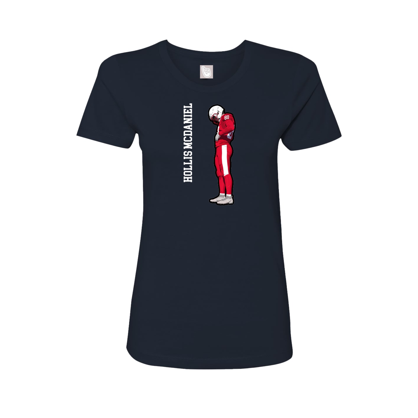 Fitted Women's Tee — Name Vertical in Navy