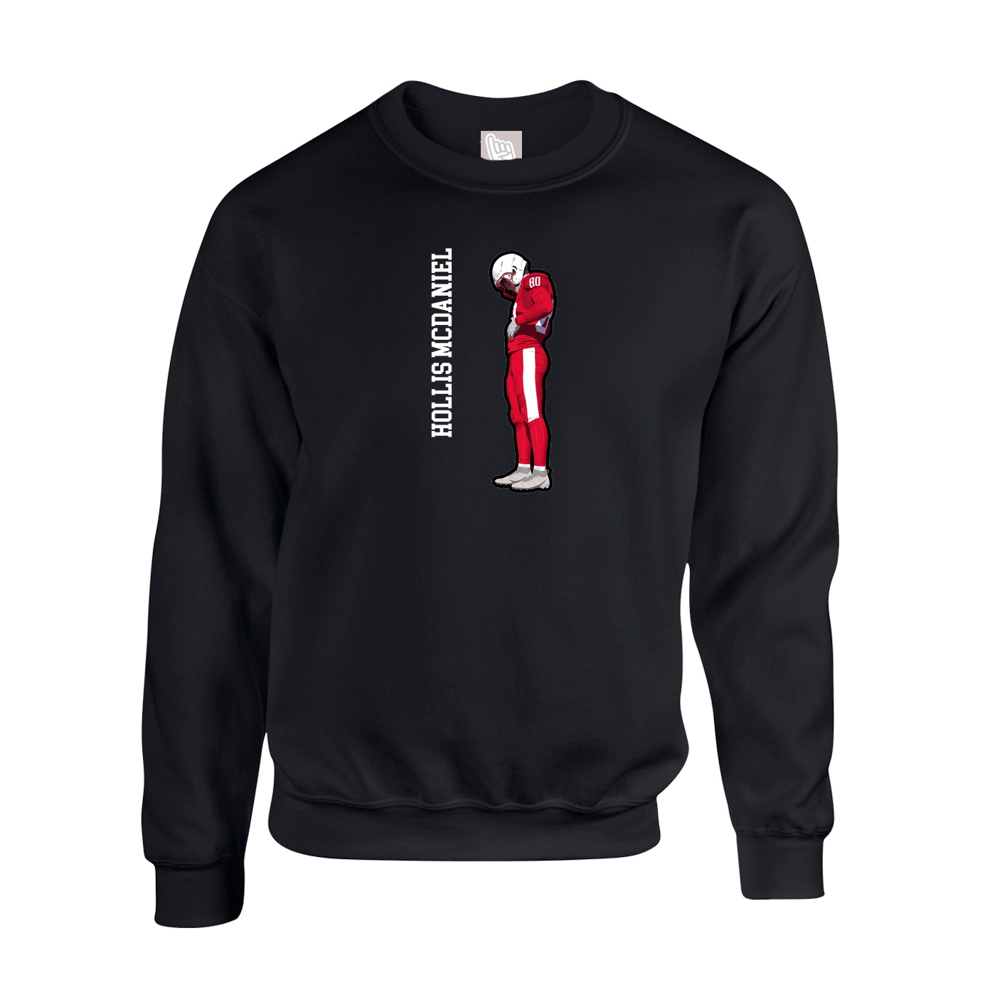 Fleece Crew — Name Vertical in Black
