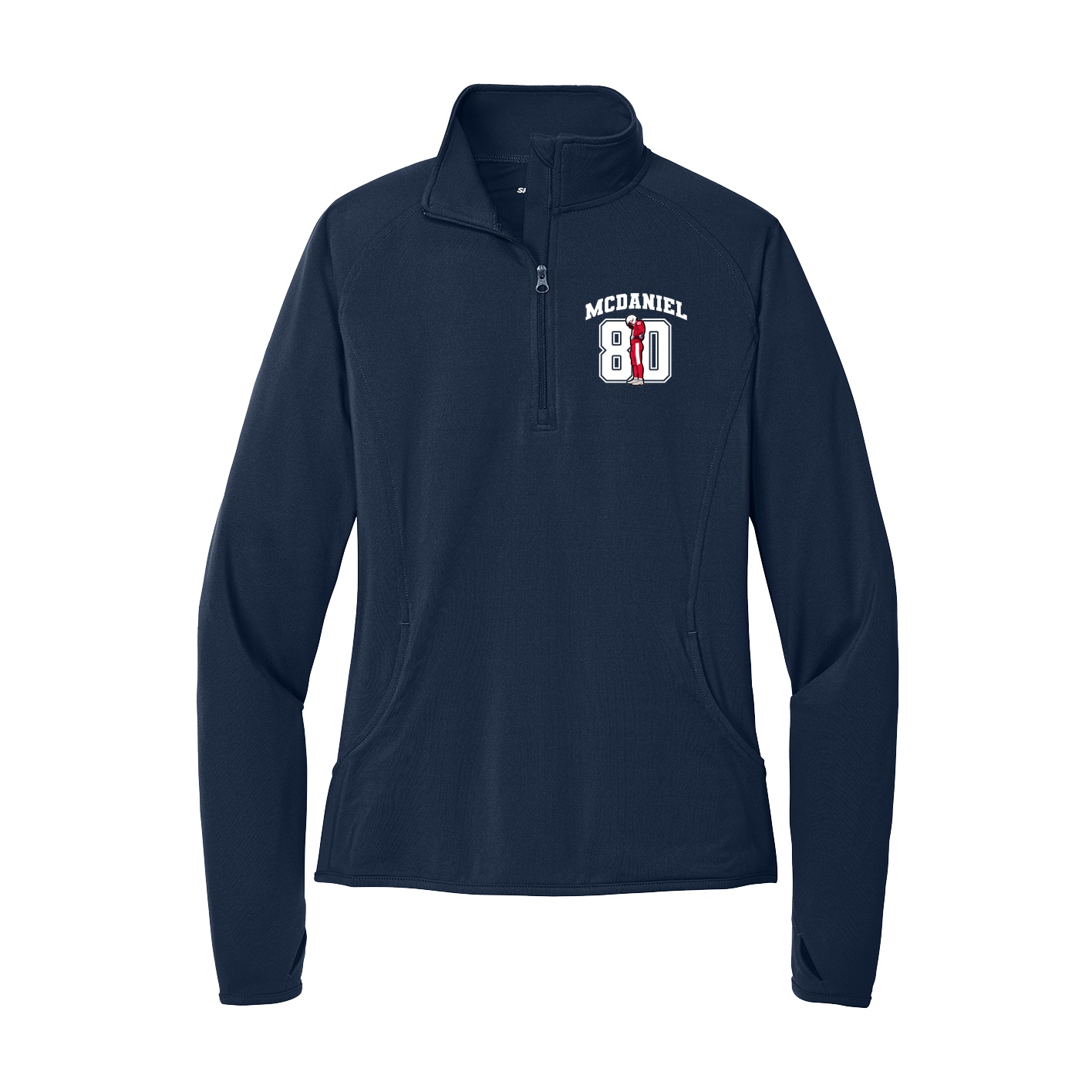 Women's Q-Zip Pullover — Number in Navy
