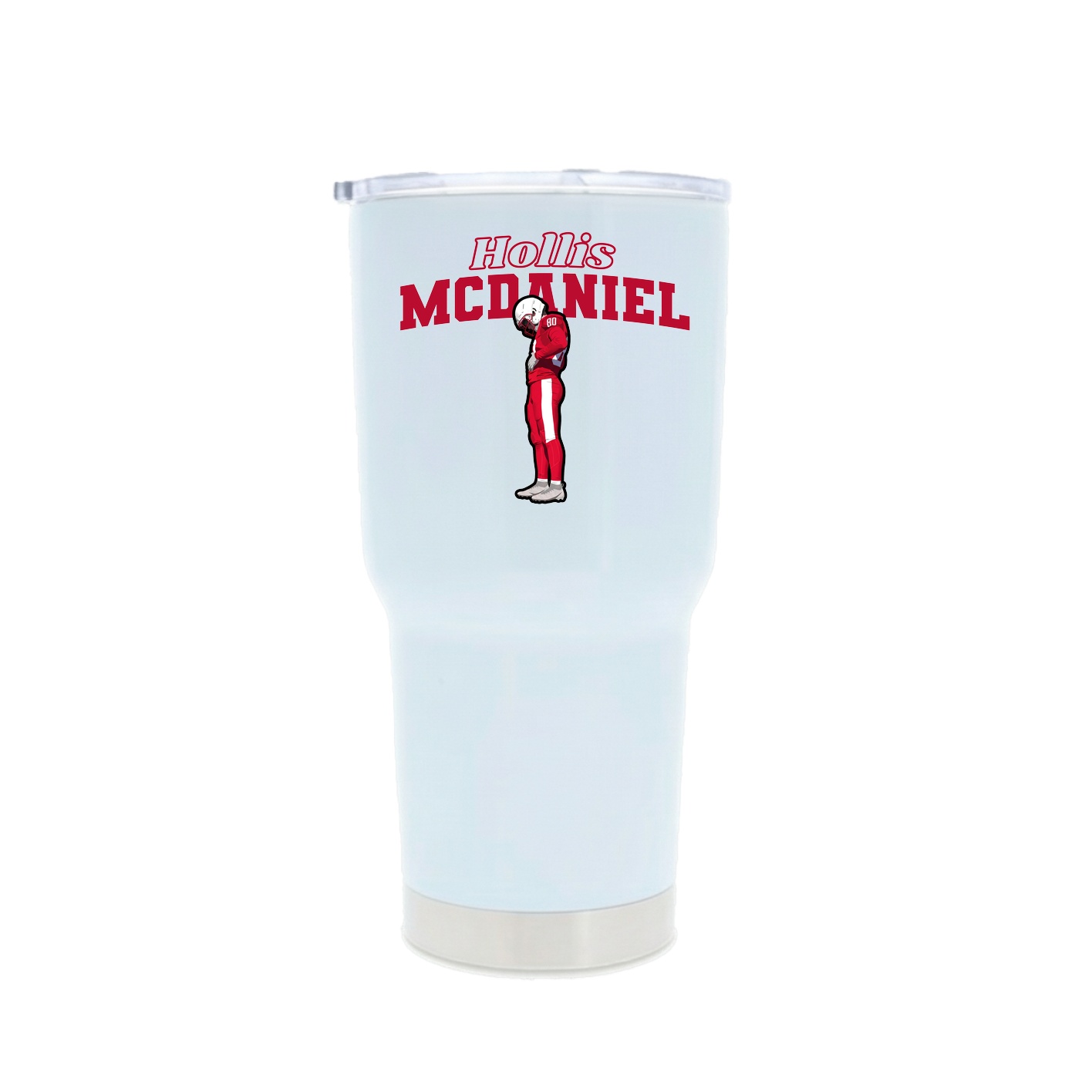 30oz Stainless Steel Tumbler — Name Arch in White