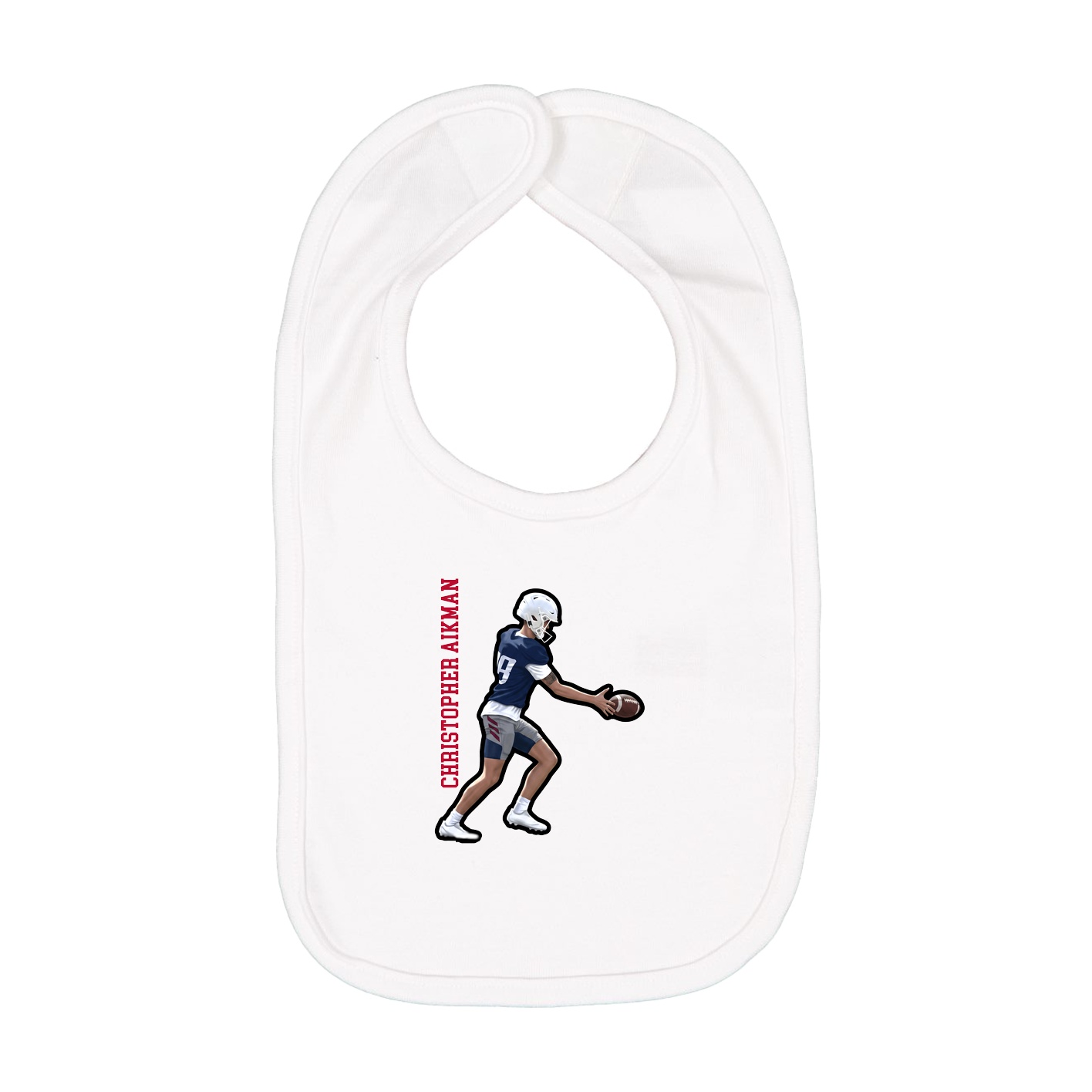 Infant Bib — Name Vertical in White
