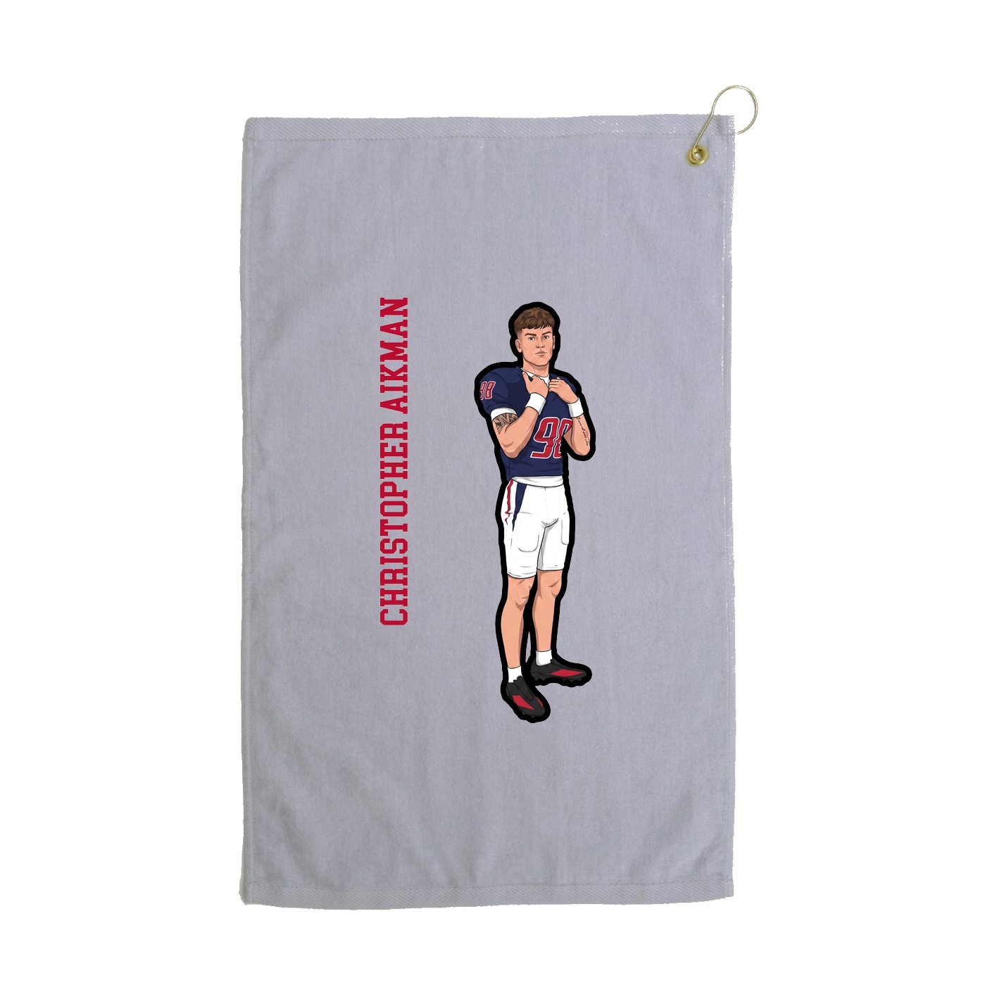 Golf Towel — Name Vertical in Grey