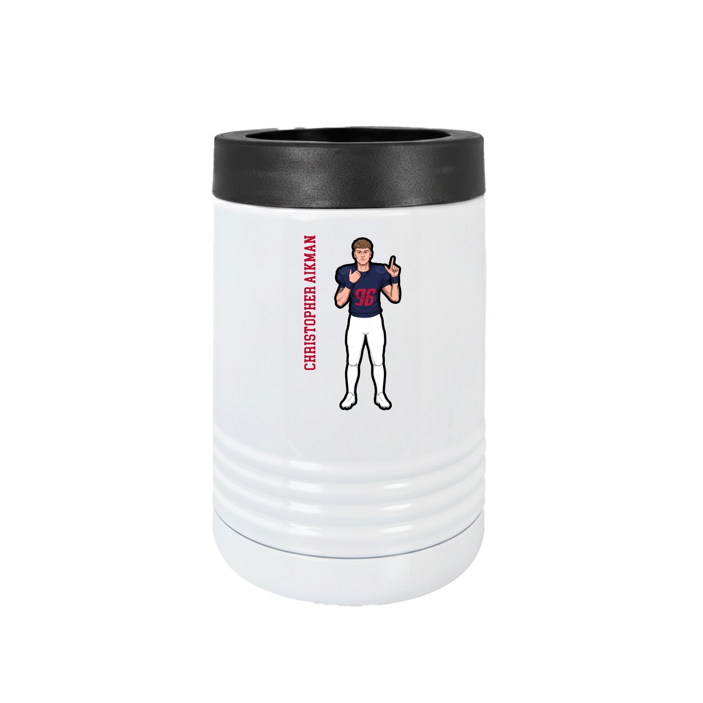 Beverage Holder — Name Vertical in White