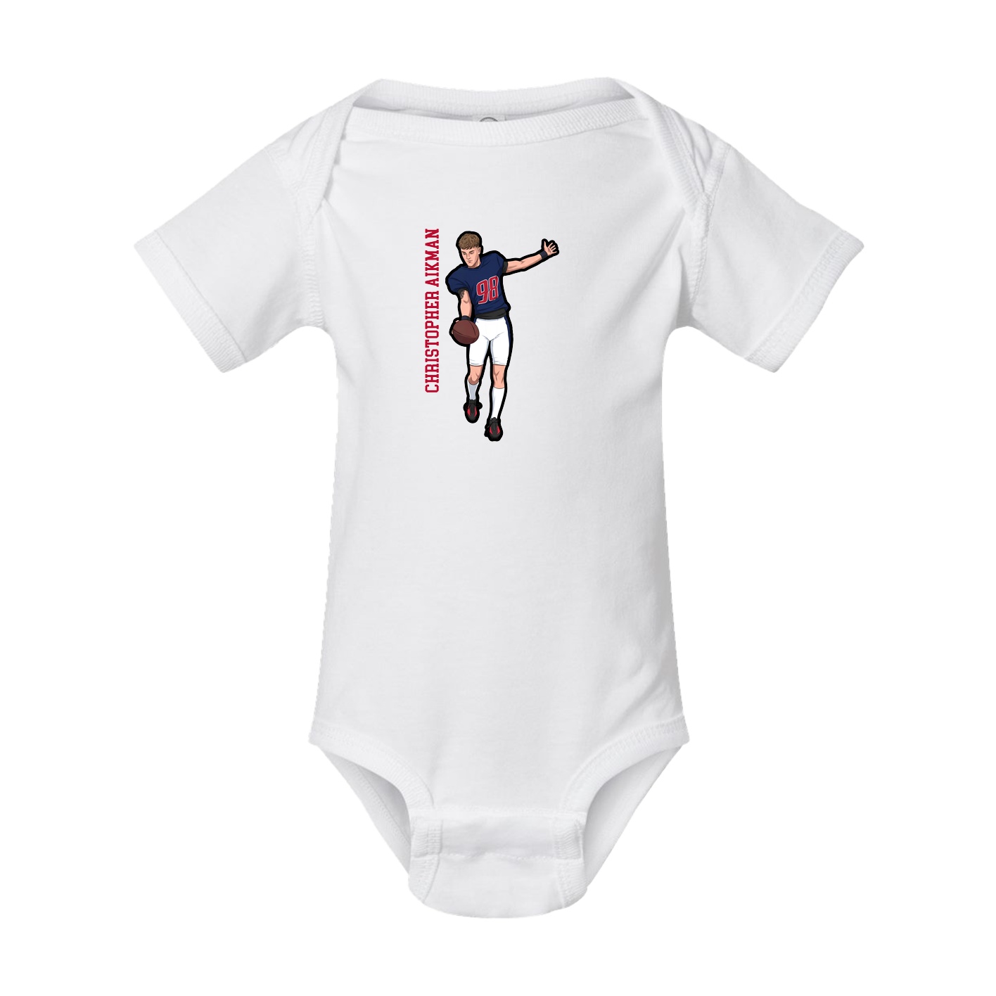 Baby Onesie — Name Vertical in White