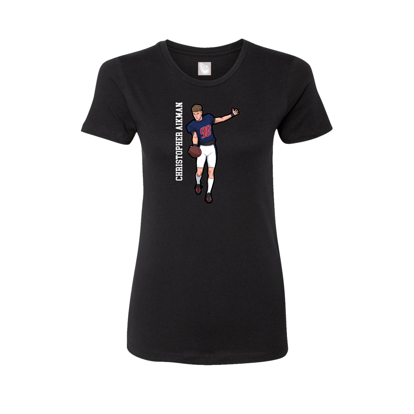 Fitted Women's Tee — Name Vertical in Black