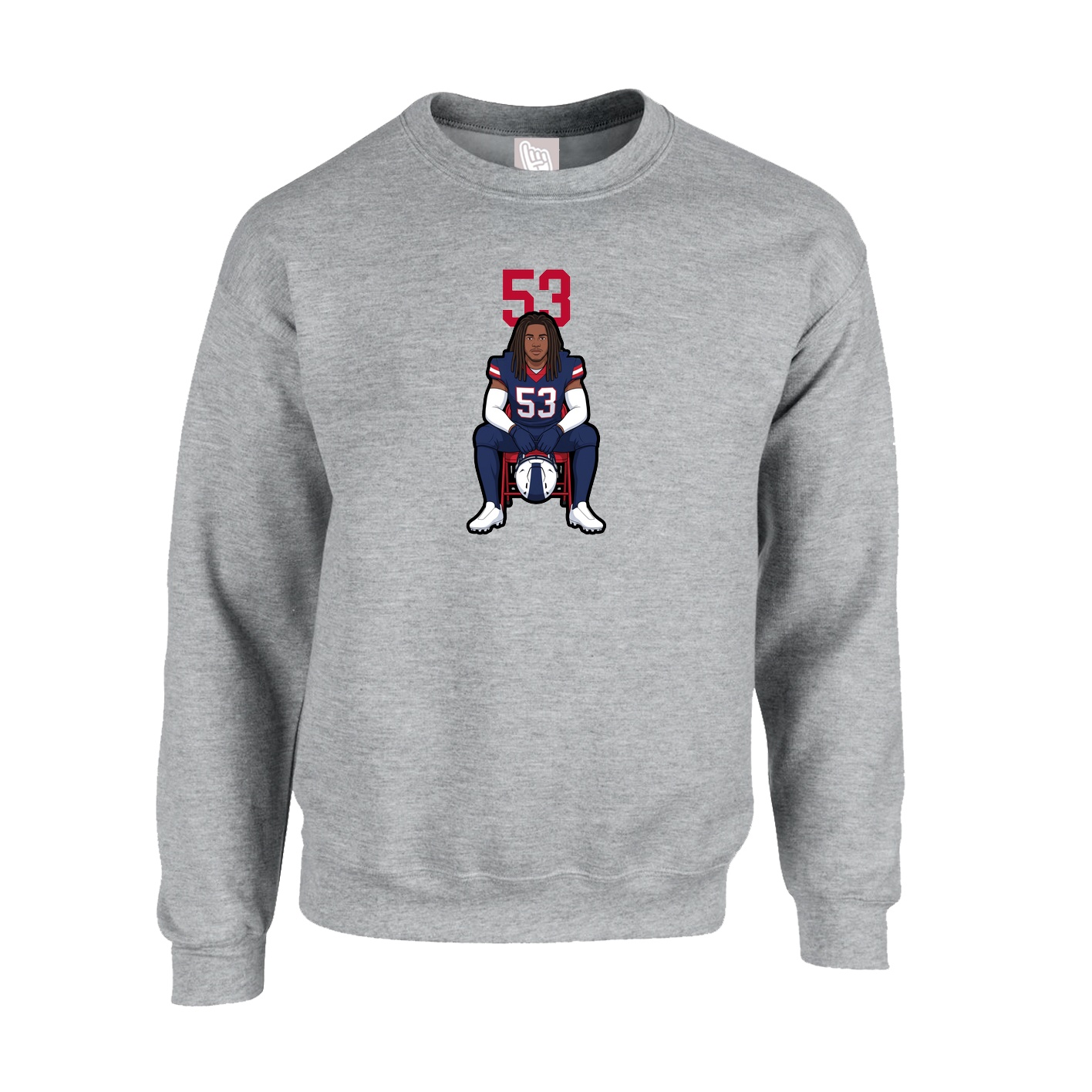 Fleece Crew — Number Top in Grey