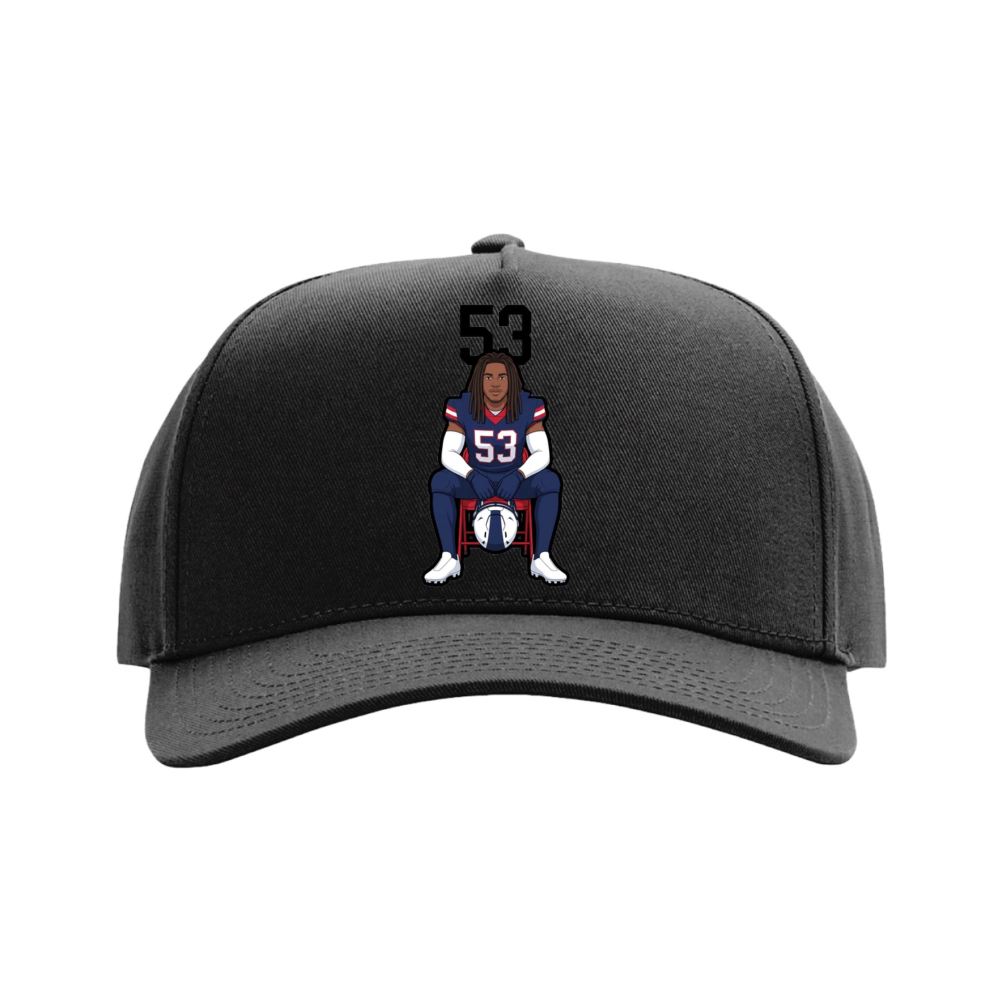 Full Fabric Five-Panel Champ Cap — Number Top in Black