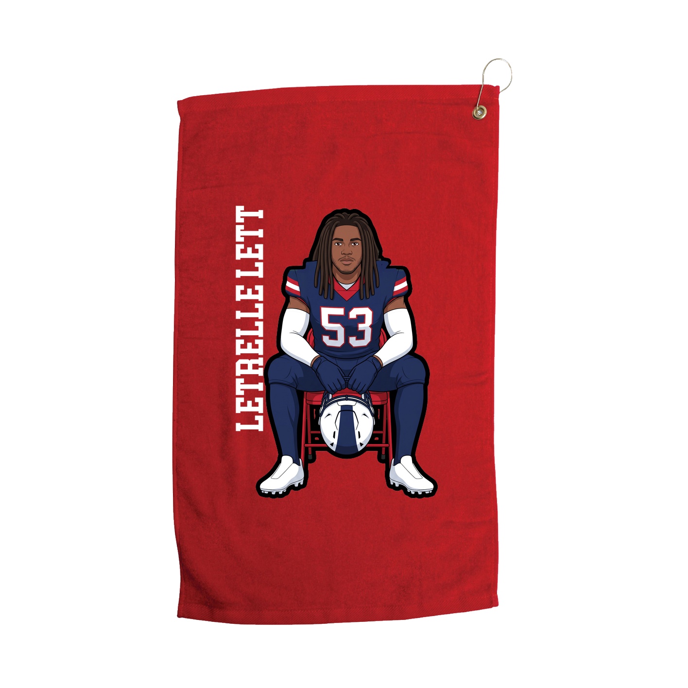 Golf Towel — Name Vertical in Red