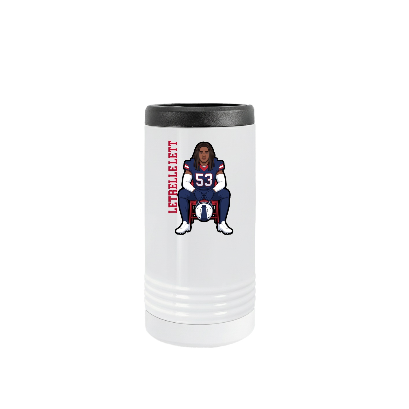 Slim Beverage Holder — Name Vertical in White