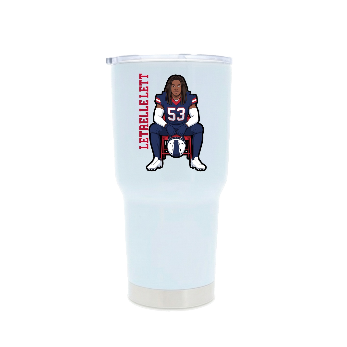 30oz Stainless Steel Tumbler — Name Vertical in White