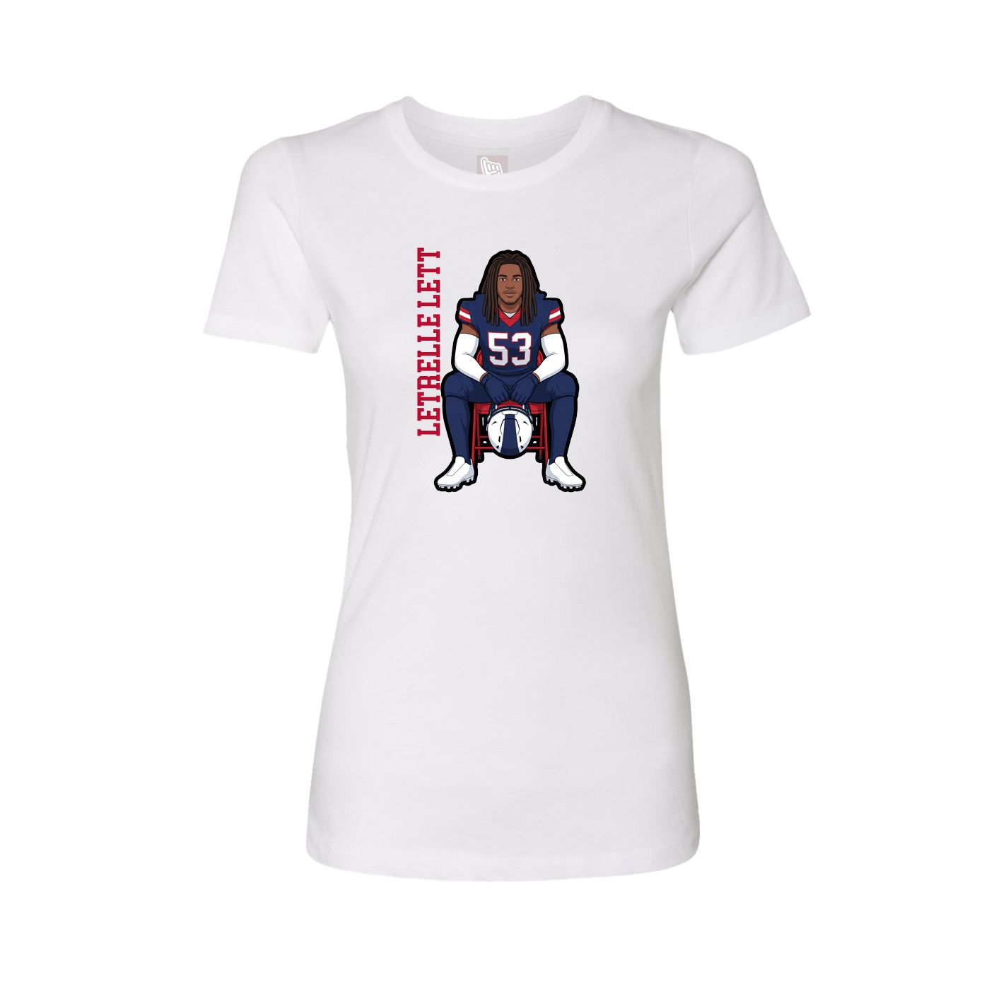 Fitted Women's Tee — Name Vertical in White