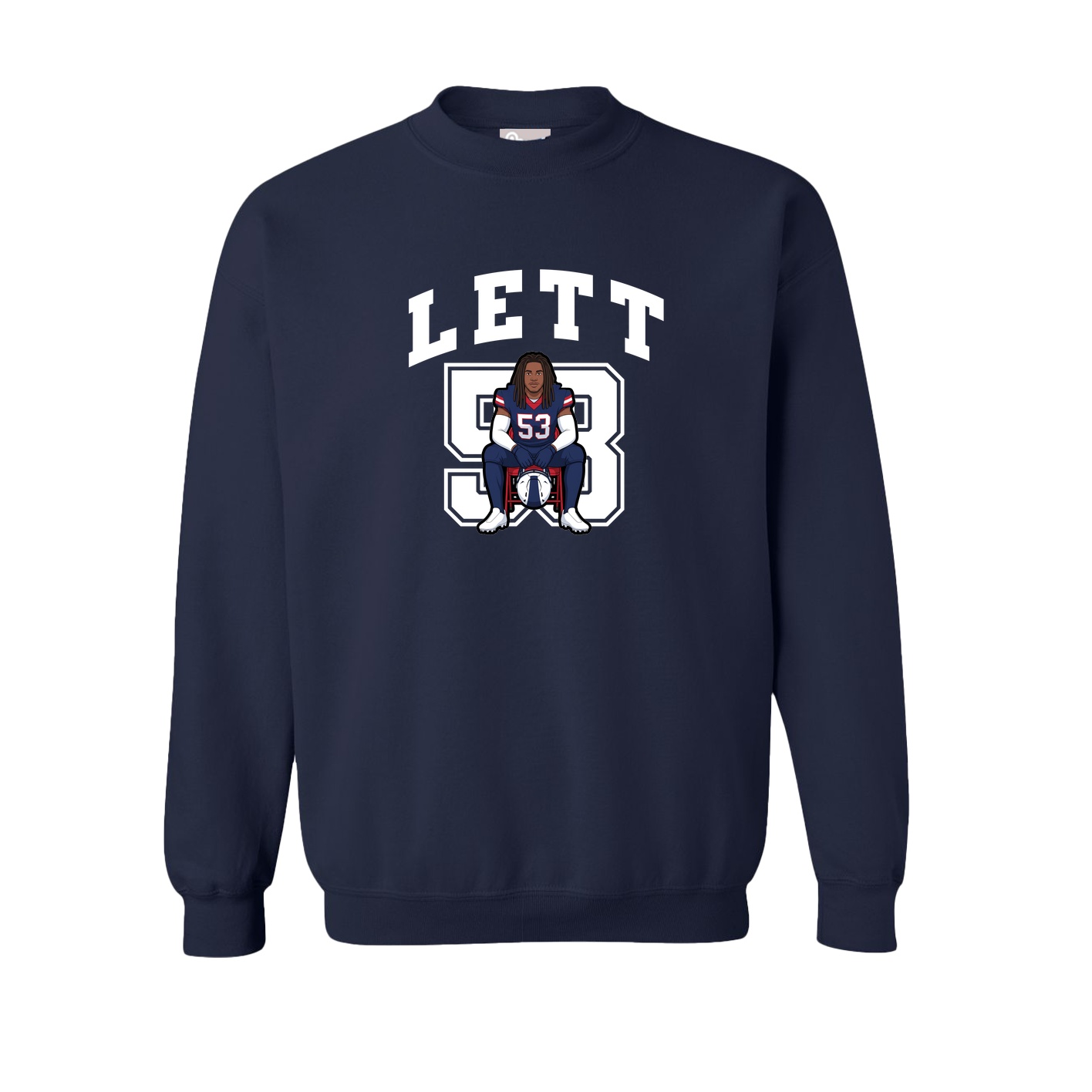 Fleece Crew — Number in Navy