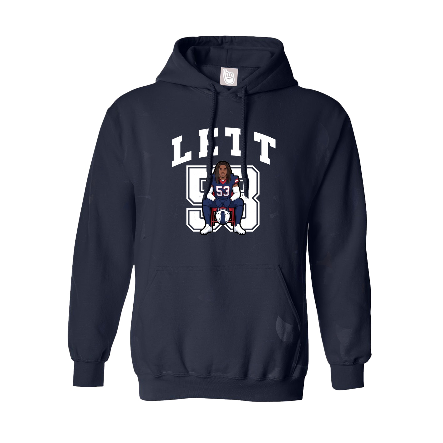 Youth Hoodie — Number in Navy