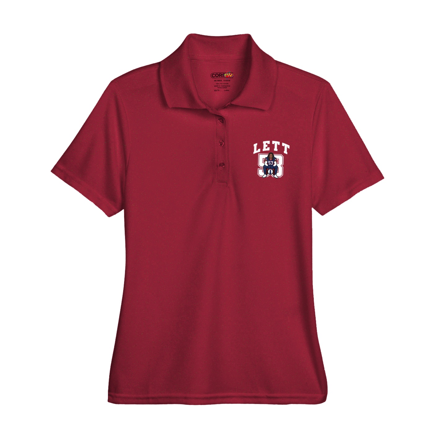 Womens Performance Polo — Number in Red
