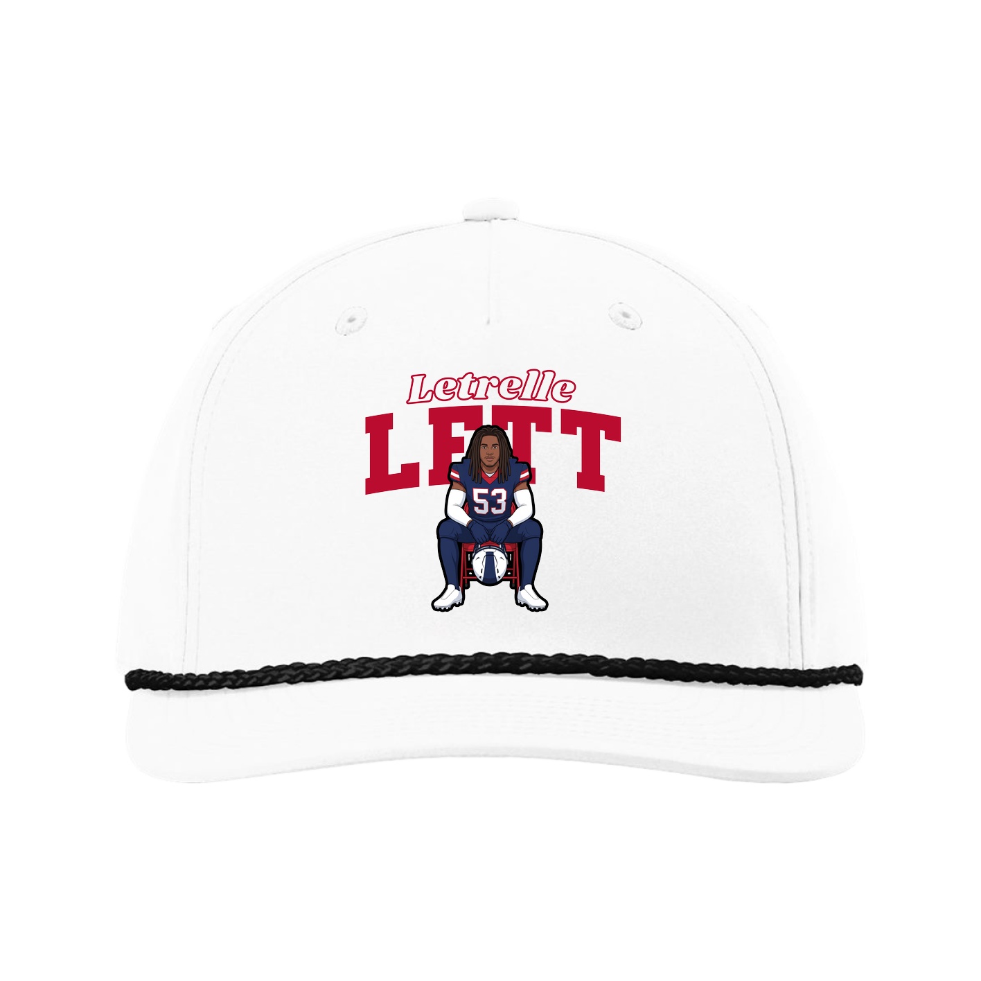 Five-Panel Classic Rope Cap — Name Arch in White